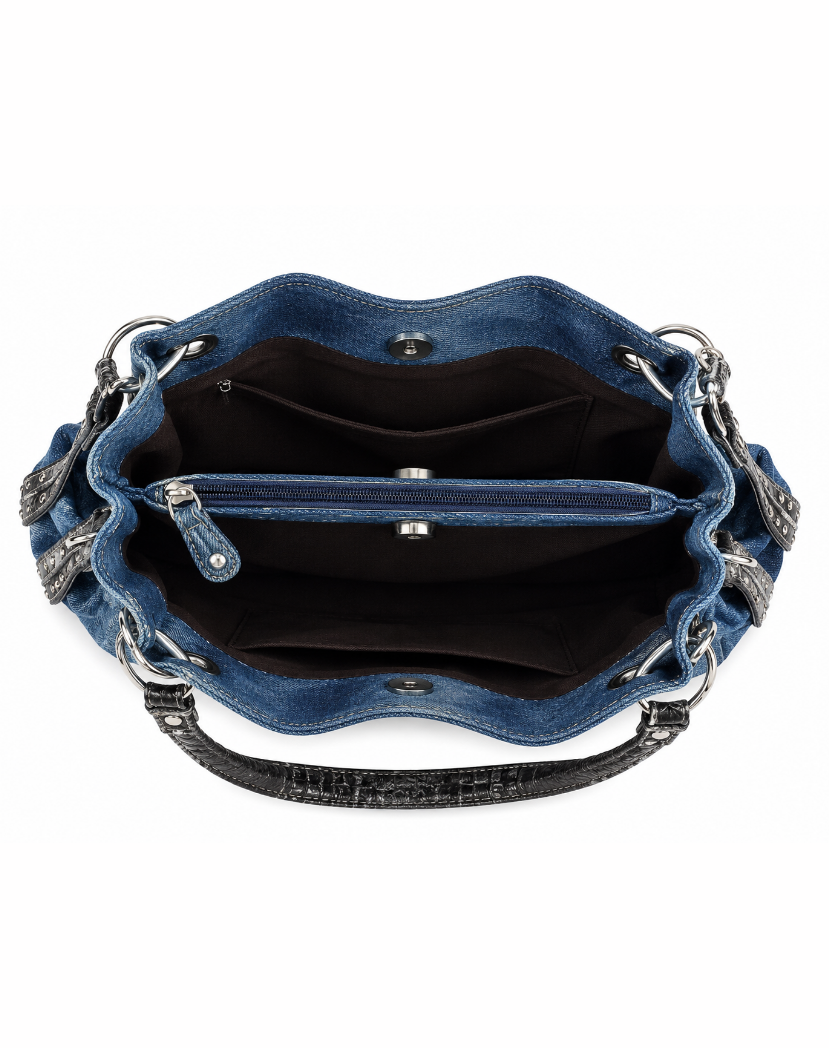 Blue Horizon Rhinestone Handbag – Blue Western Denim Shoulder Bag Outback Supply Co