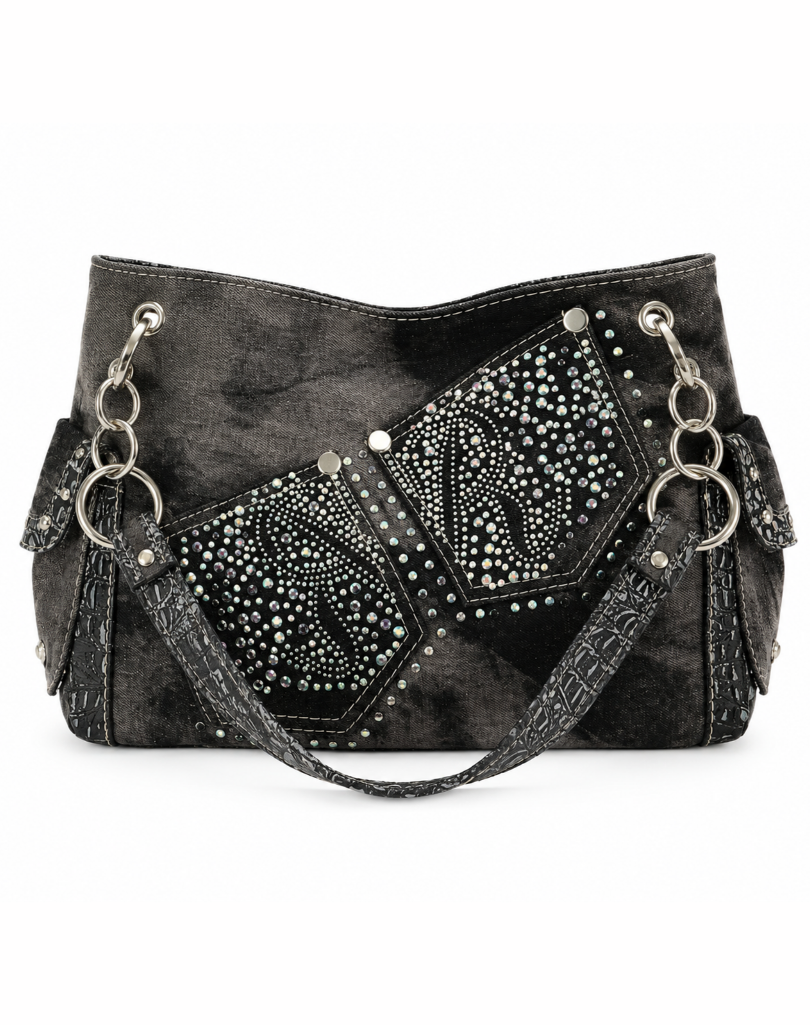 Midnight Rodeo Rhinestone Handbag – Black Western Shoulder Bag Outback Supply Co