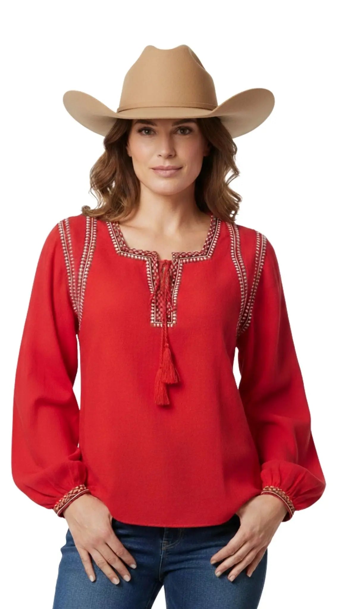 Diamond Jacquard Cotton Blouse Outback Supply Co