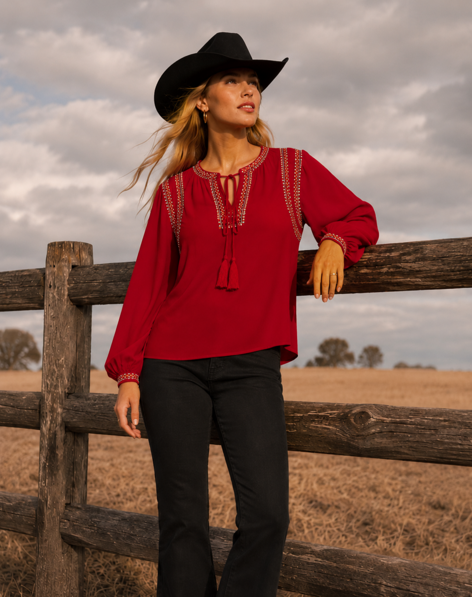 Diamond Jacquard Cotton Blouse Outback Supply Co