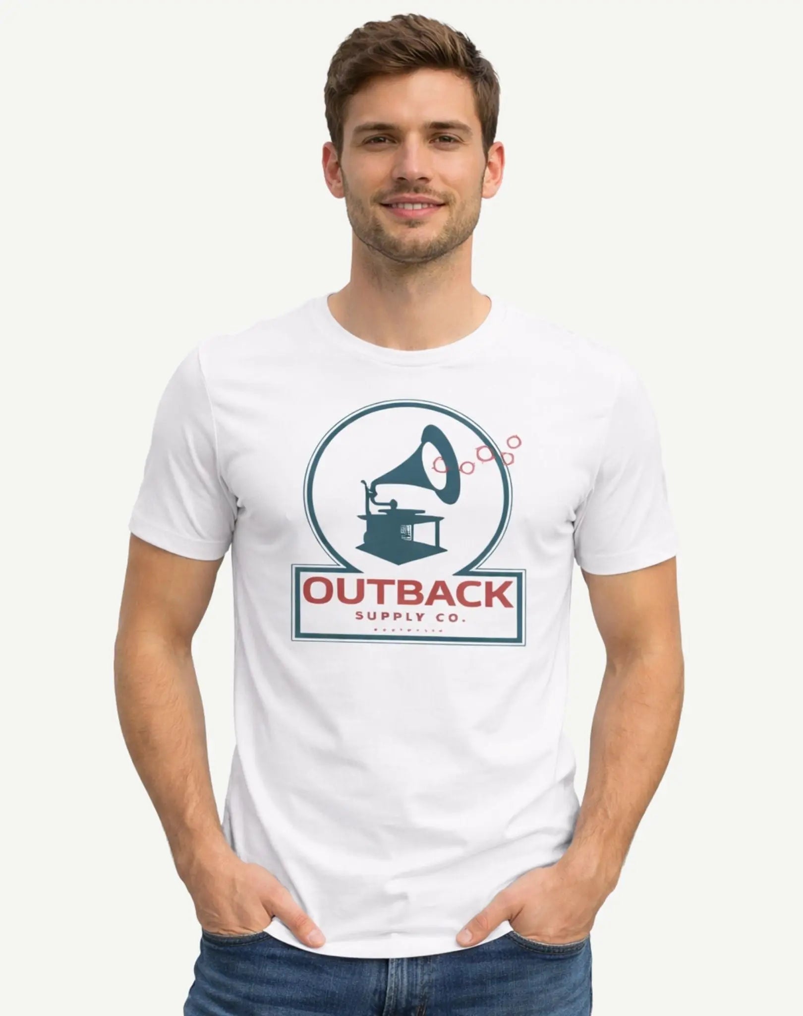 Gramophone T-Shirt - White Outback Supply Co
