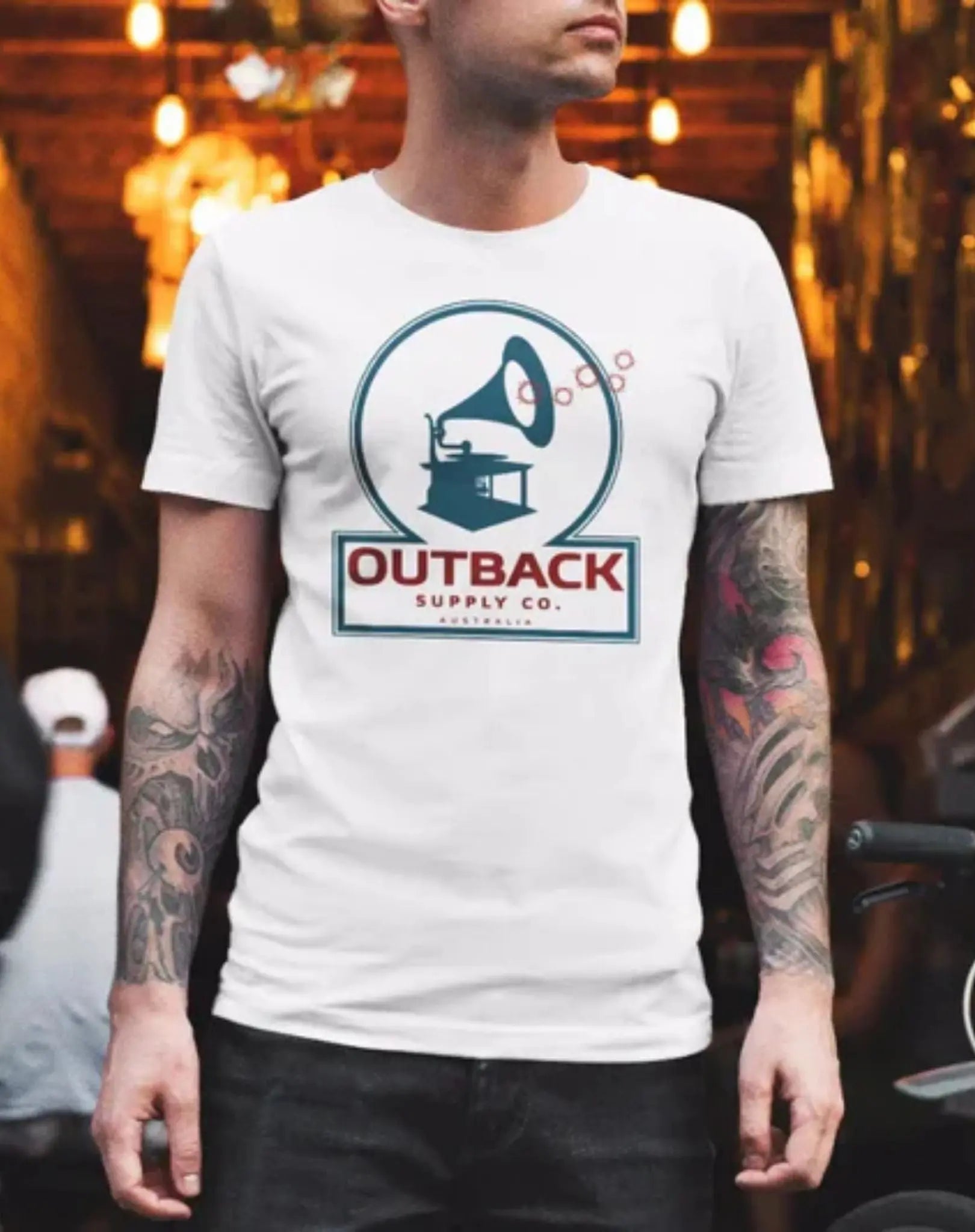 Gramophone T-Shirt - White Outback Supply Co