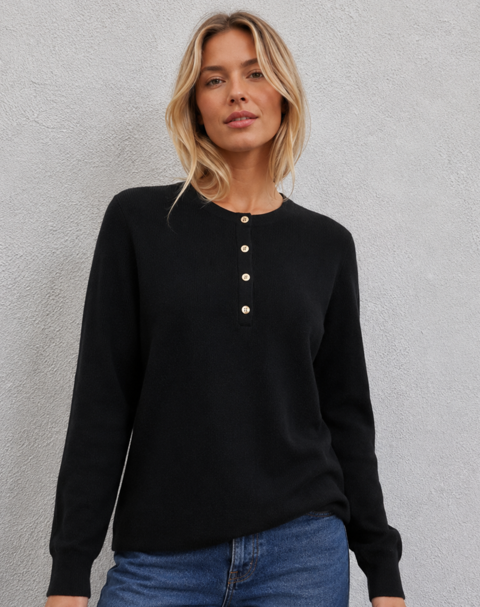 Henley Knit Sweater - Black Outback Supply Co