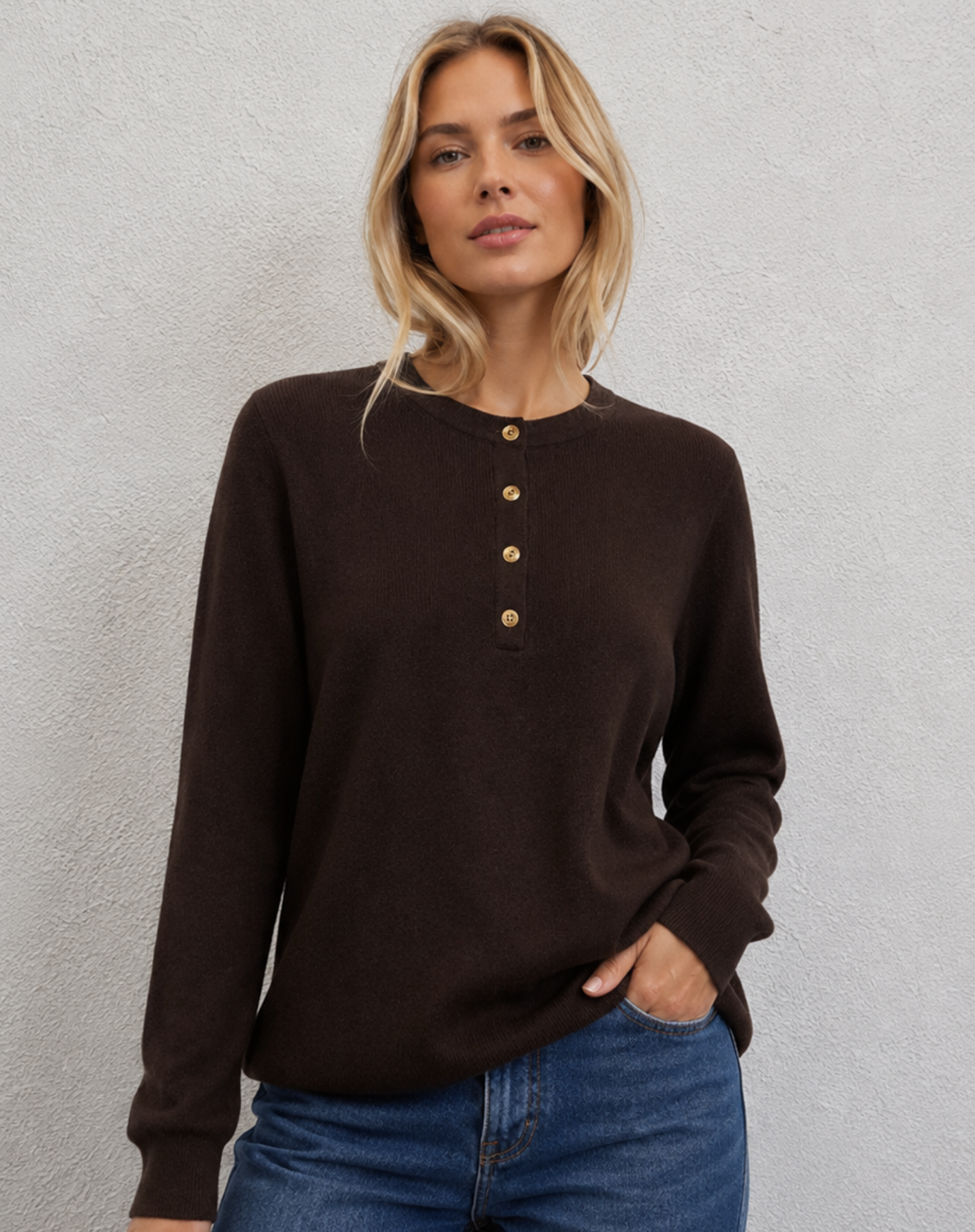 Henley Knit Sweater - Espresso Outback Supply Co