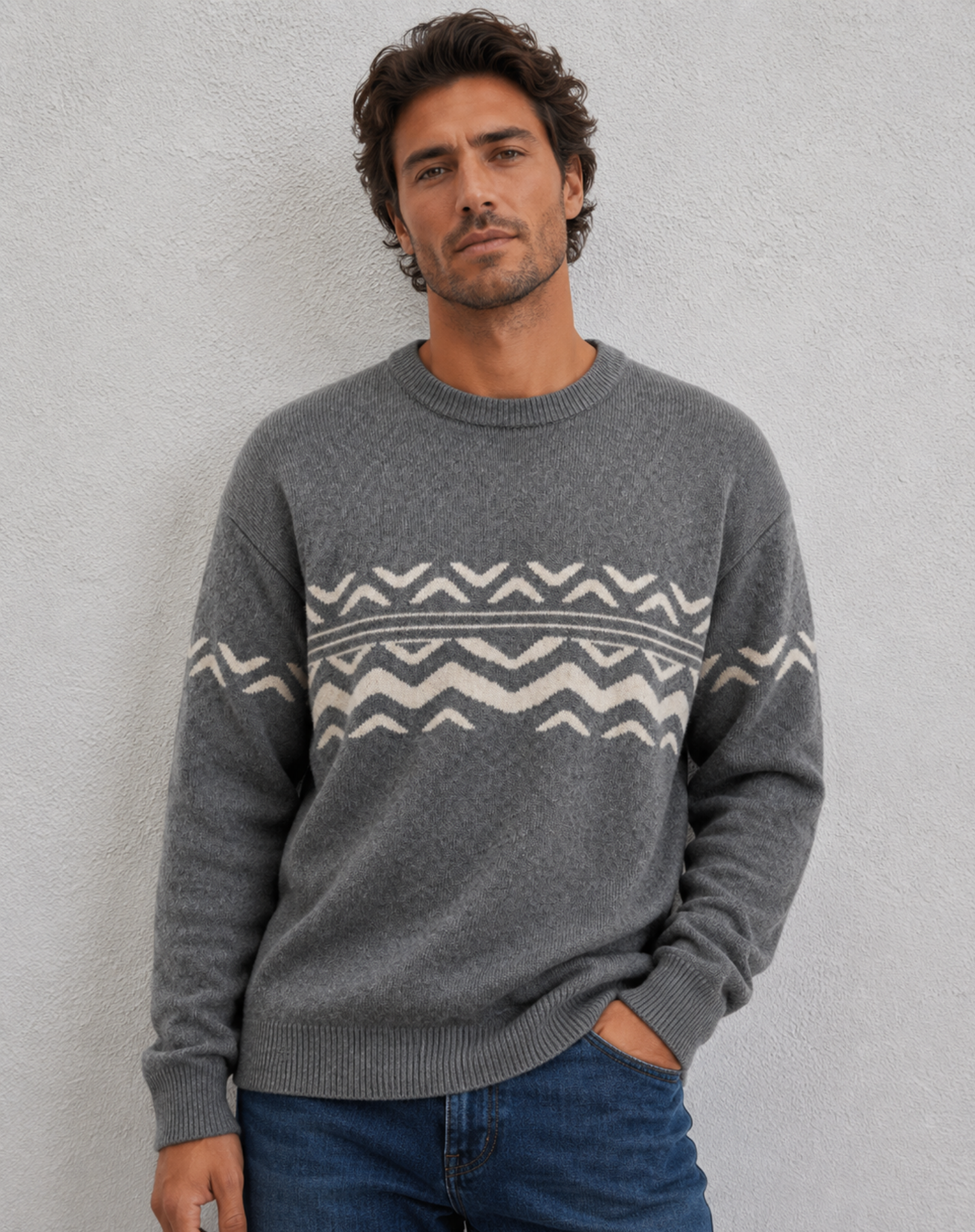 Mens Knit Sweater - Slate Grey Outback Supply Co