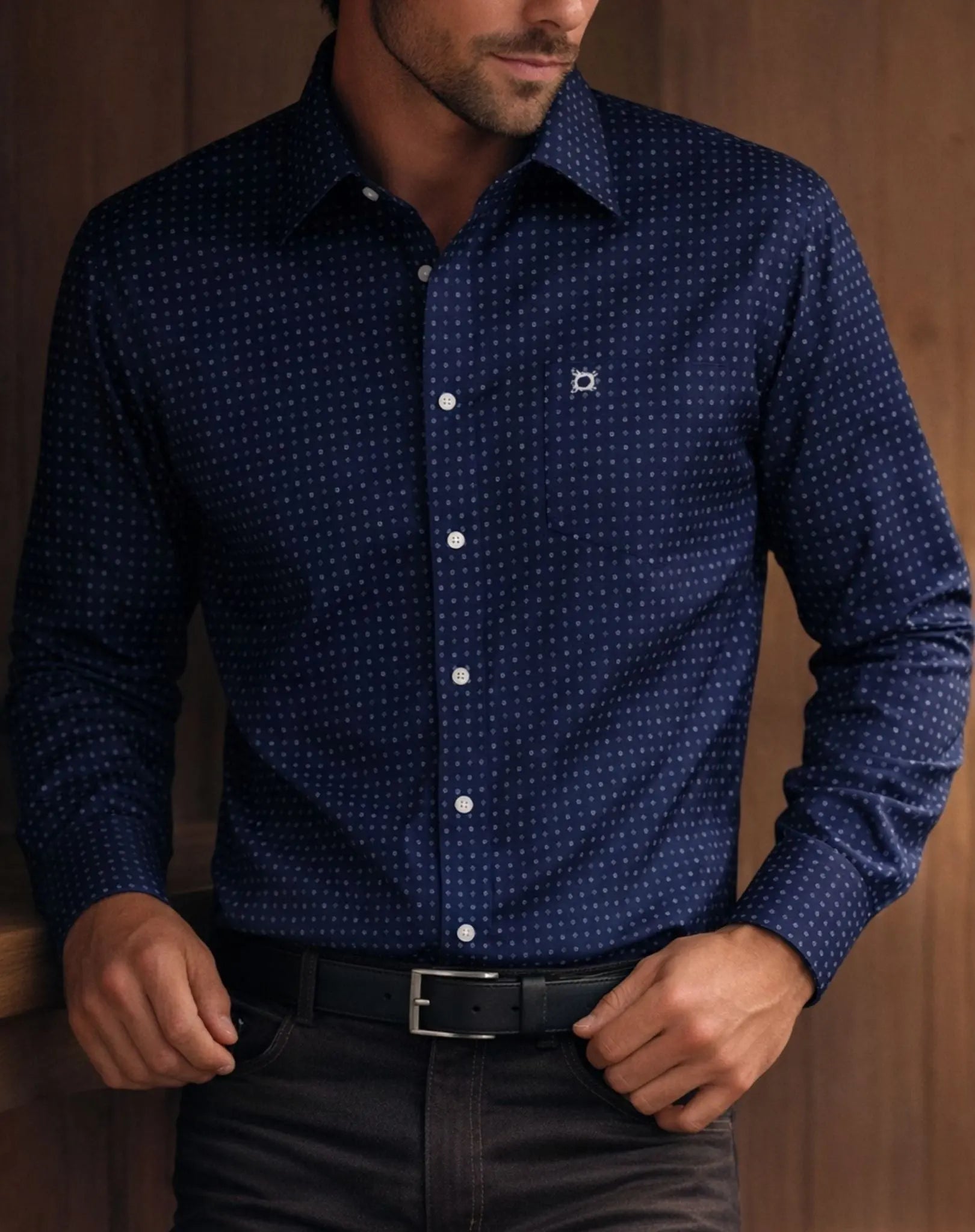 Navy Grey Classic Cotton Shirt Outback Supply Co