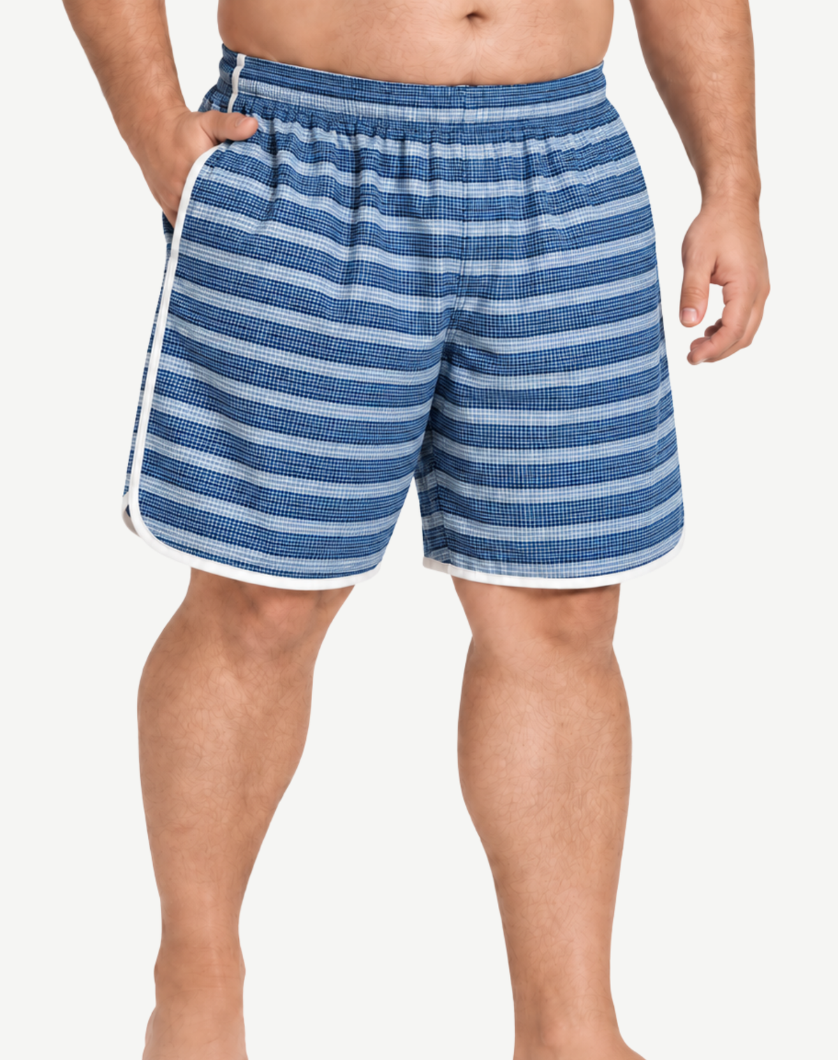 Men's King Size Elastic Waist Boardshorts - Blue Stripe Outback Supply Co