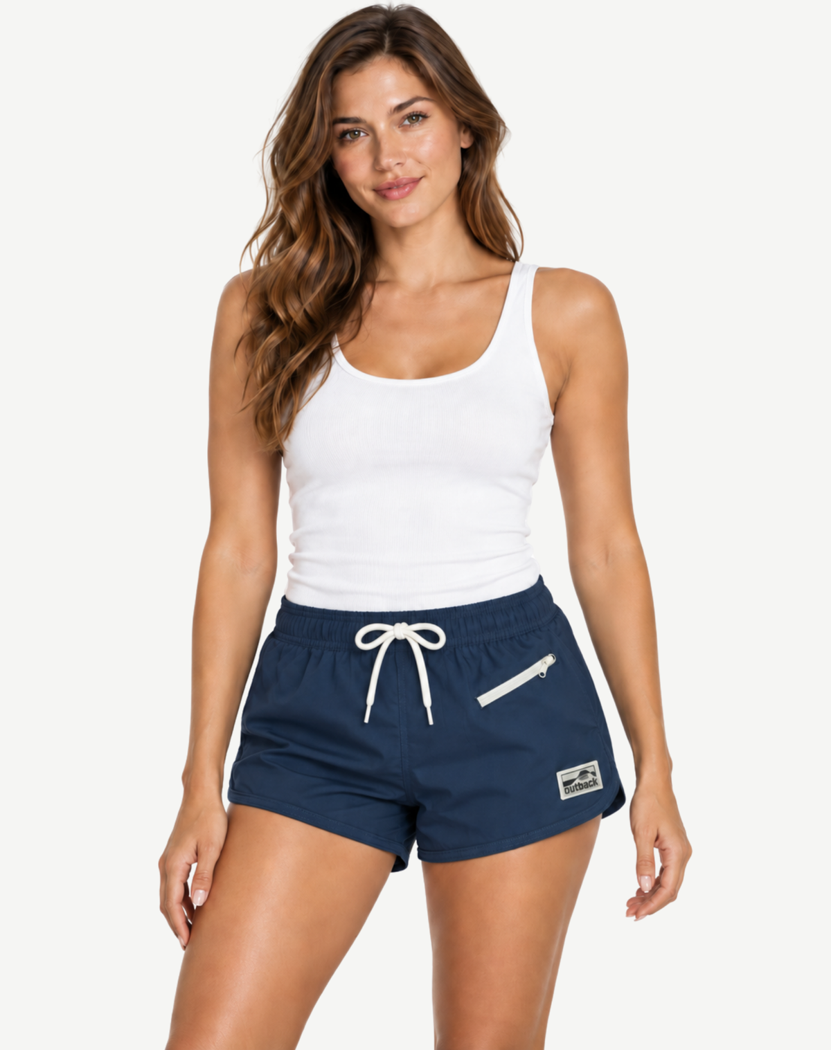 Womens Elastic Waist Boardshorts - Navy Outback Supply Co