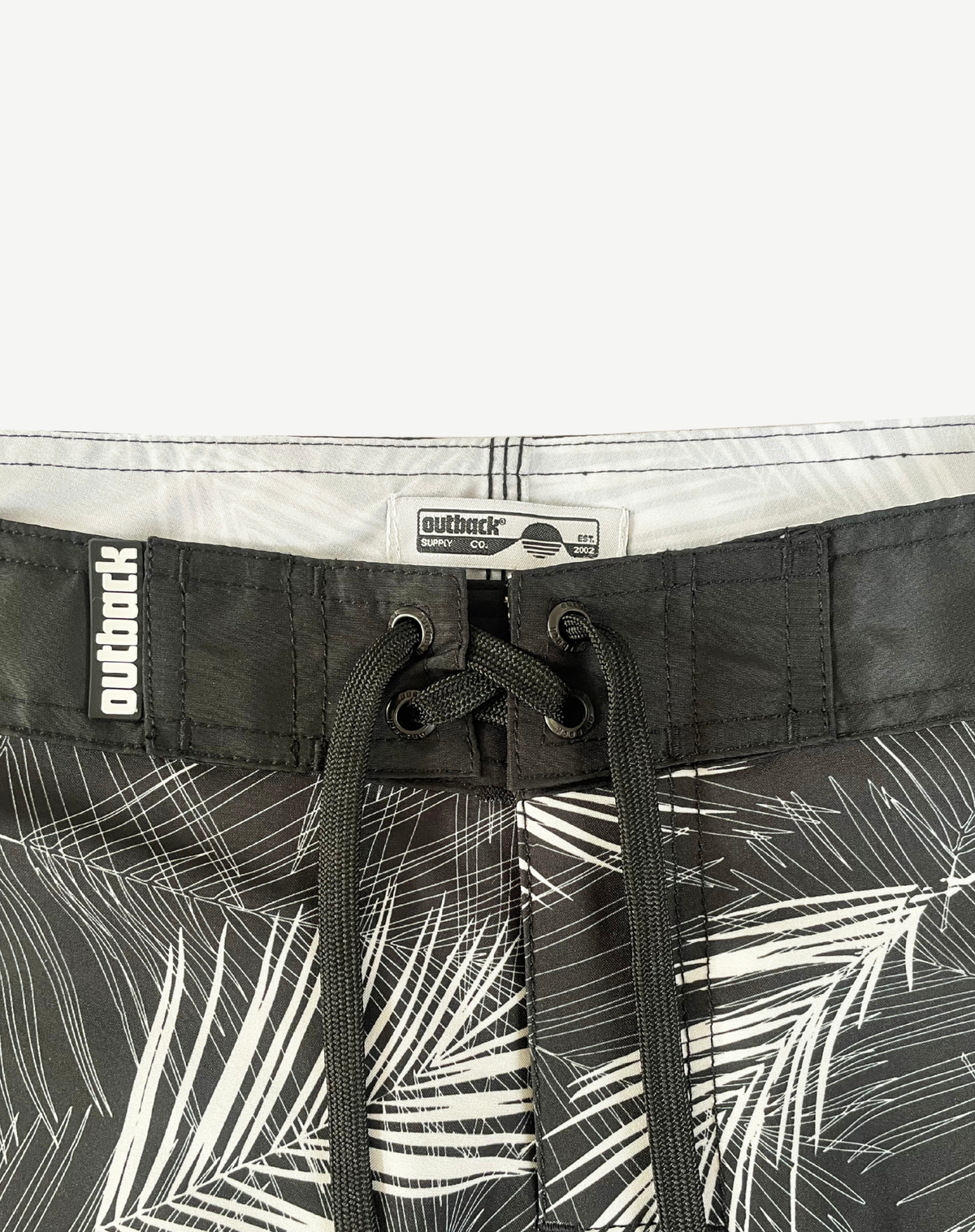 Men's Rigid Waist Boardshorts - Black & White Outback Supply Co