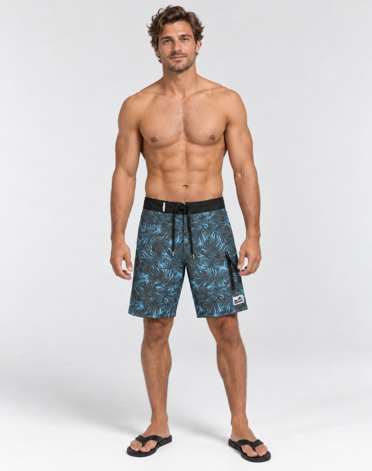 Men's Rigid Waist Boardshorts - Black & Blue Outback Supply Co