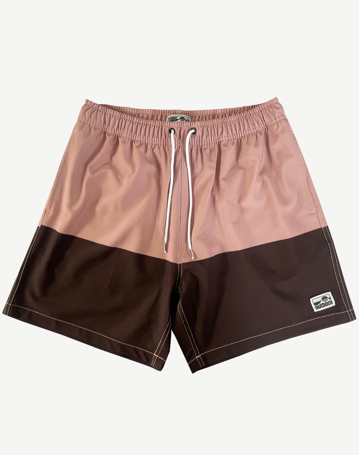 Men's Elastic Waist Boardshorts - Brown Outback Supply Co