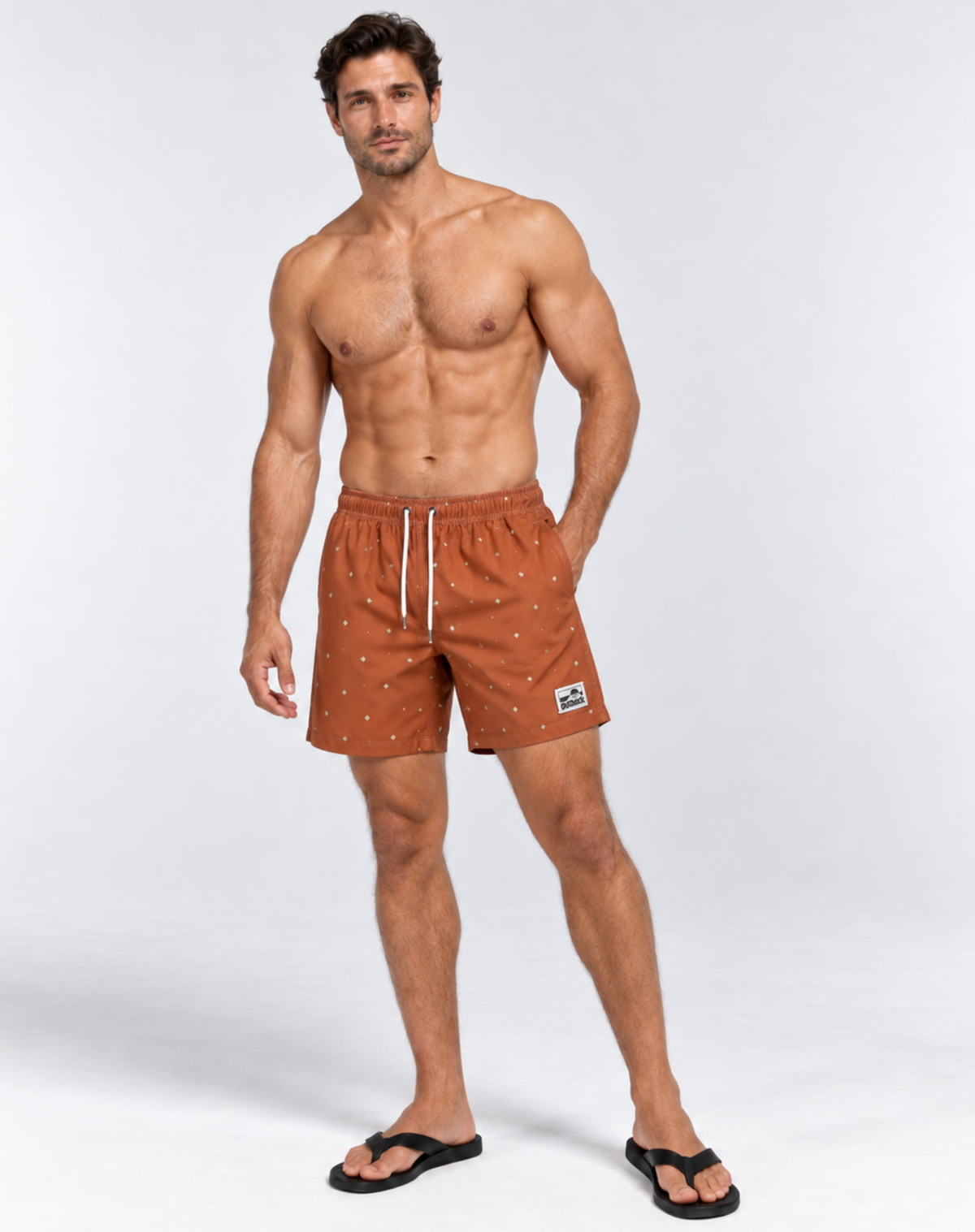 Men's Elastic Waist Boardshorts - Orange Outback Supply Co