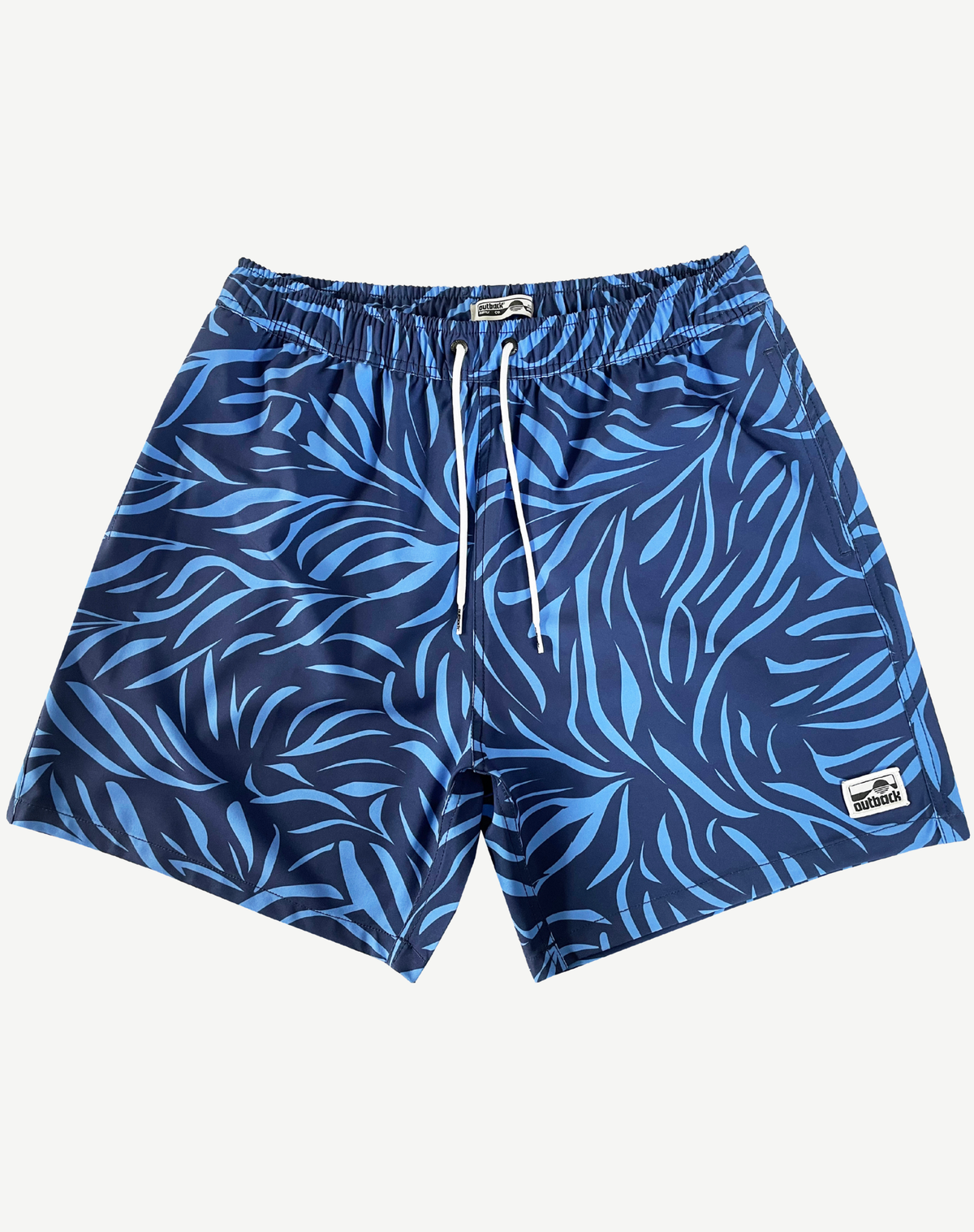 Men's Elastic Waist Boardshorts - Blue Tropical Outback Supply Co