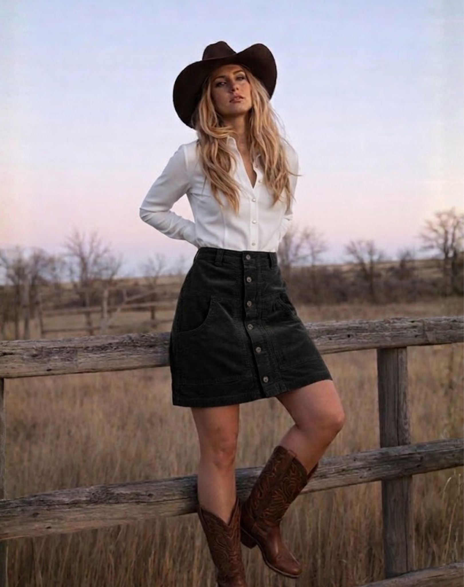 Womens Corduroy Skirt - Black Outback Supply Co