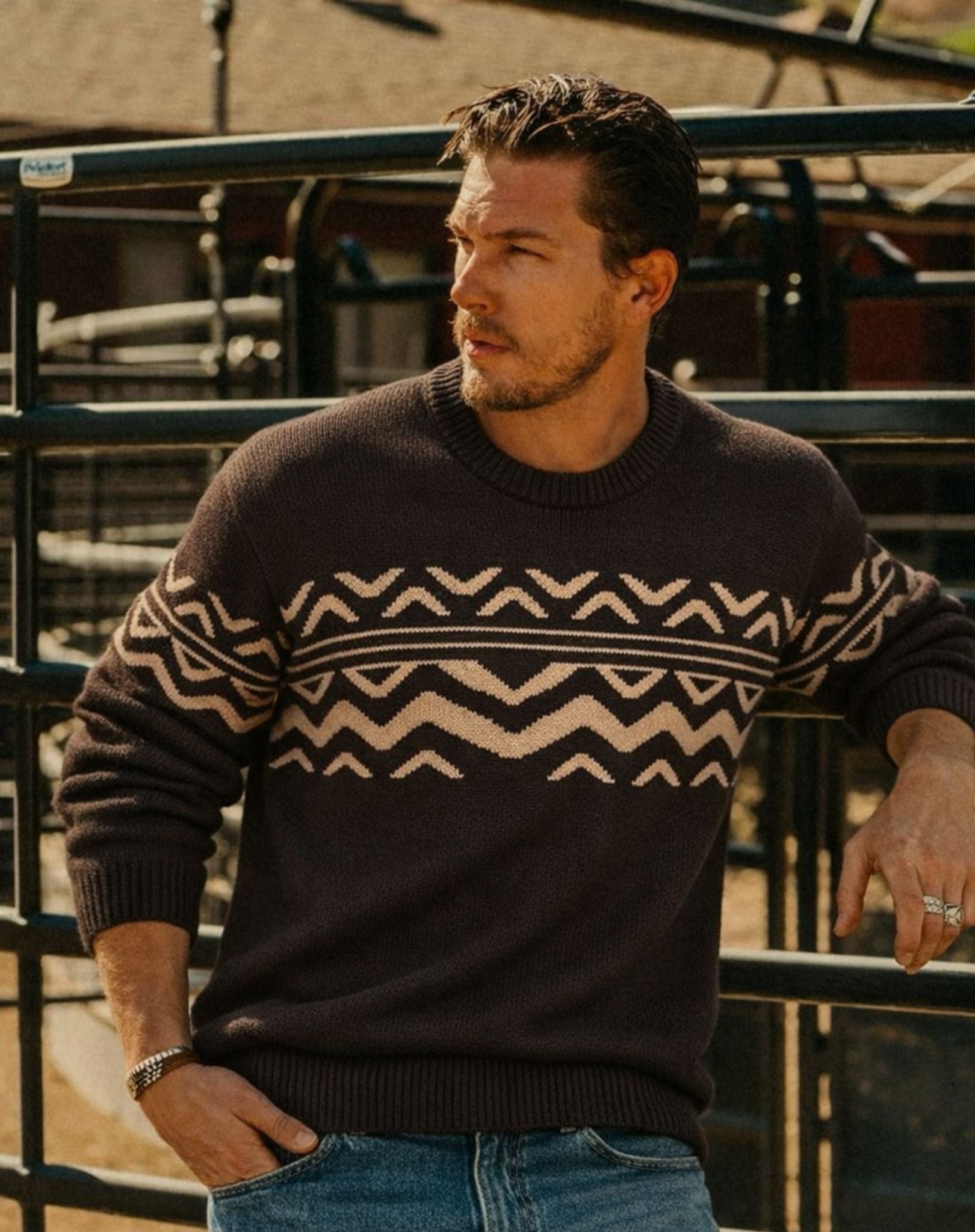 Mens Knit Sweater - Espresso Outback Supply Co