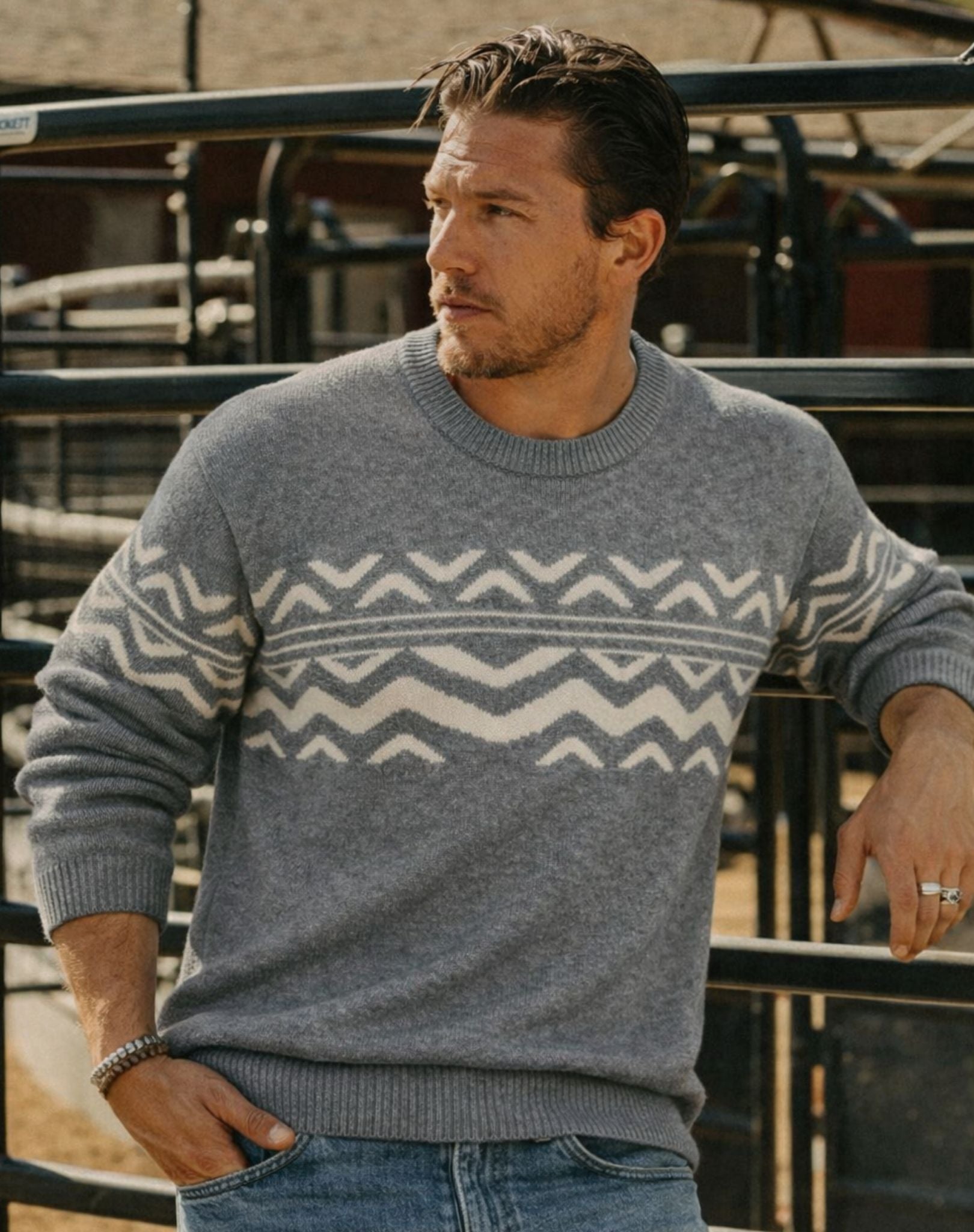Mens Knit Sweater - Slate Grey Outback Supply Co