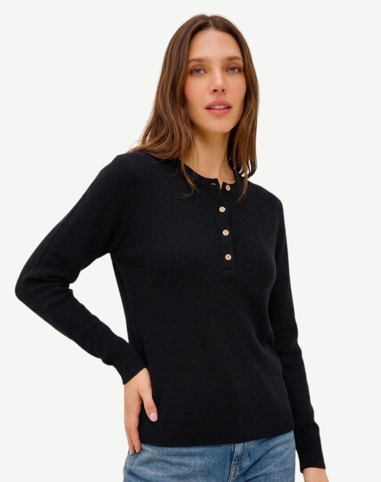 Henley Knit Sweater - Black Outback Supply Co