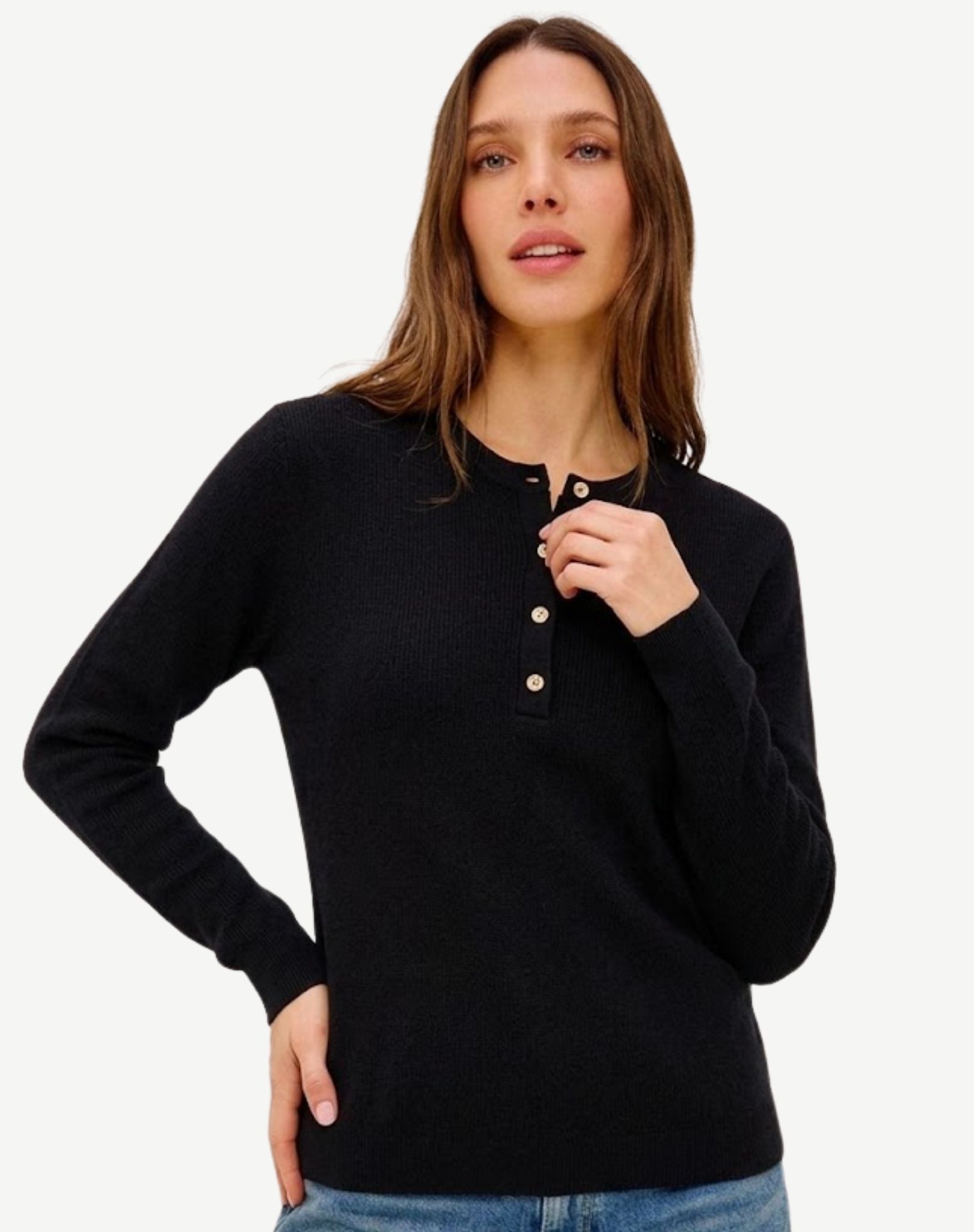 Henley Knit Sweater - Black Outback Supply Co
