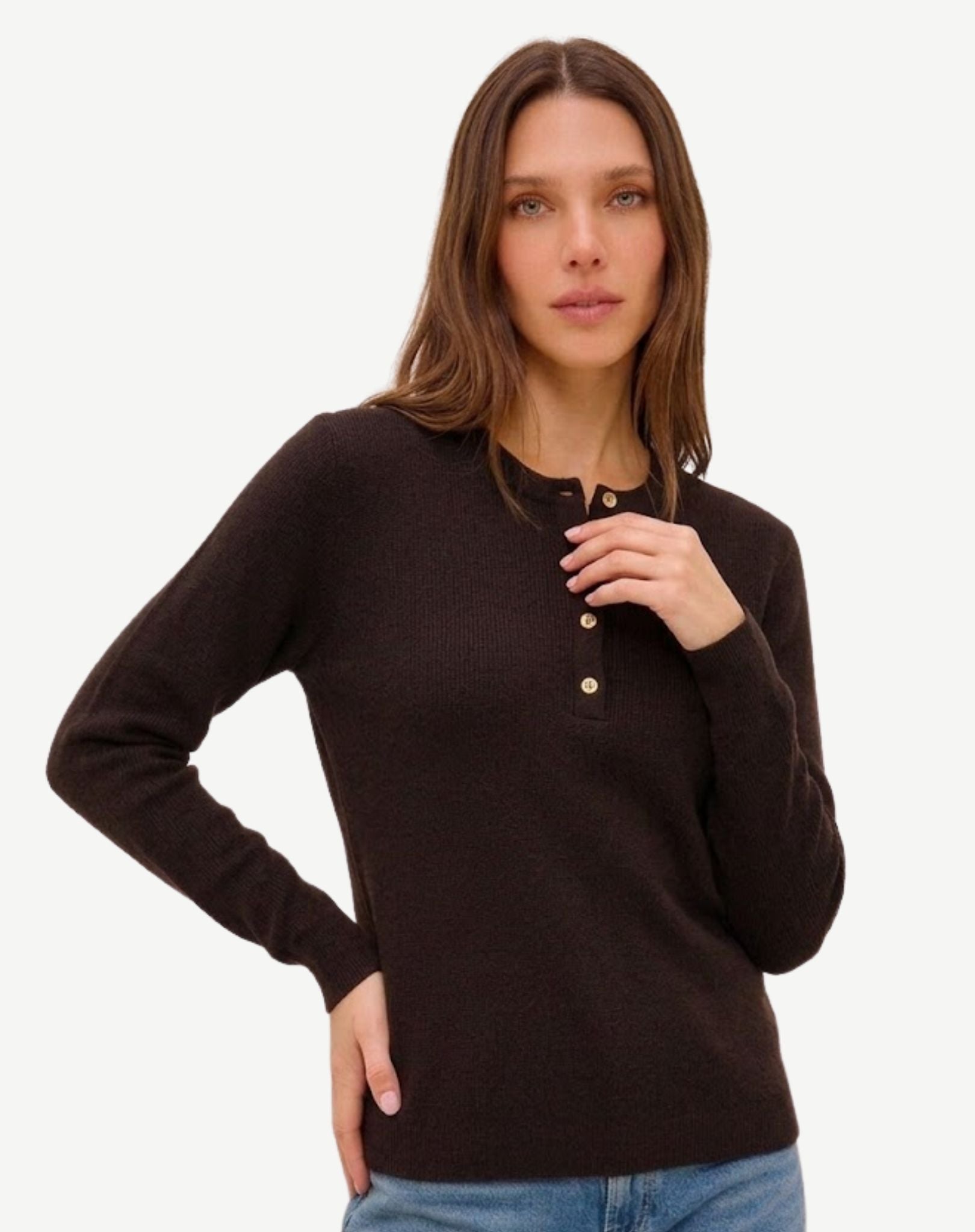 Henley Knit Sweater - Espresso Outback Supply Co