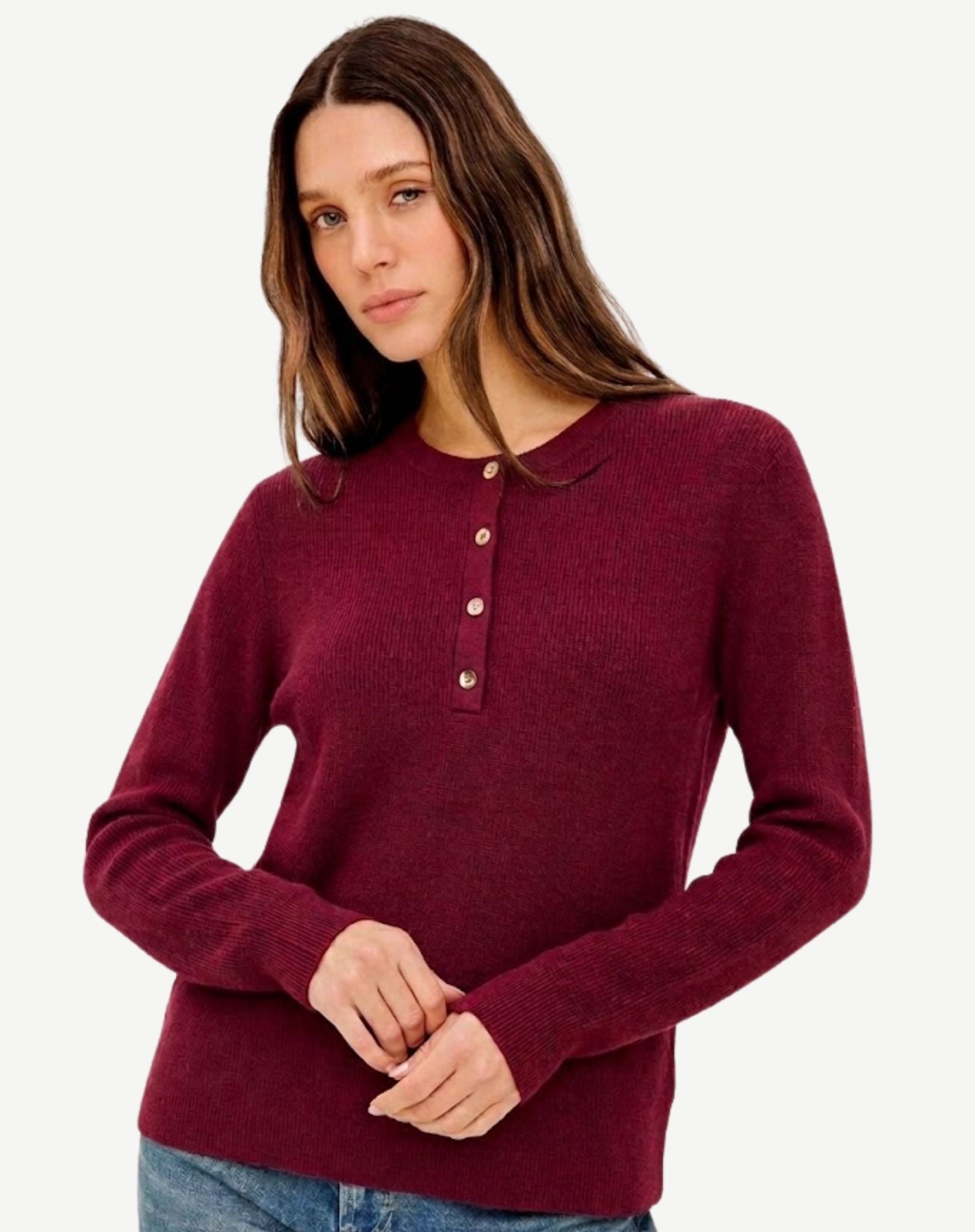 Henley Knit Sweater - Wine Outback Supply Co