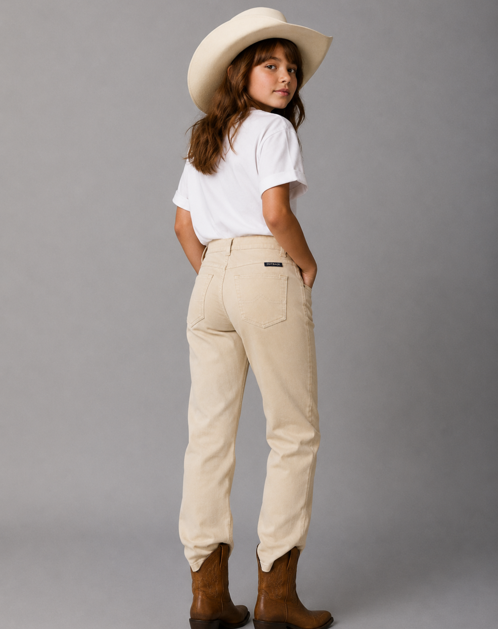 Unisex Kids Beige Moleskin Jeans Outback Supply Co