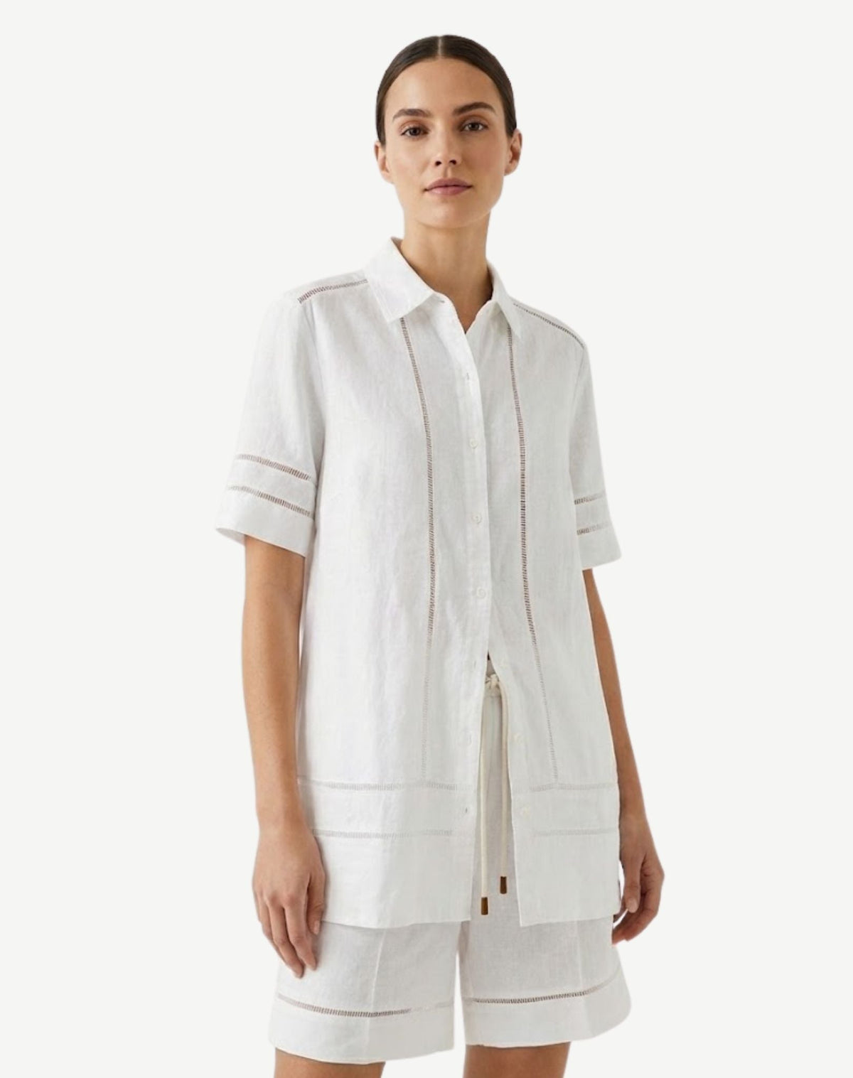 White Linen Open Camp Collar Shirt [Matching Set] Outback Supply Co