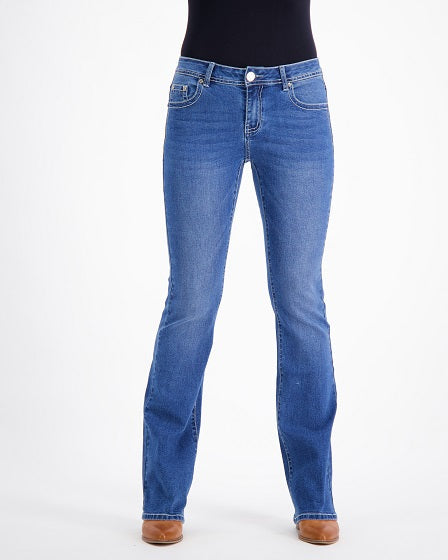 Josie Western Bling Stretch Bootcut Jeans – Mid Blue Outback Supply Co