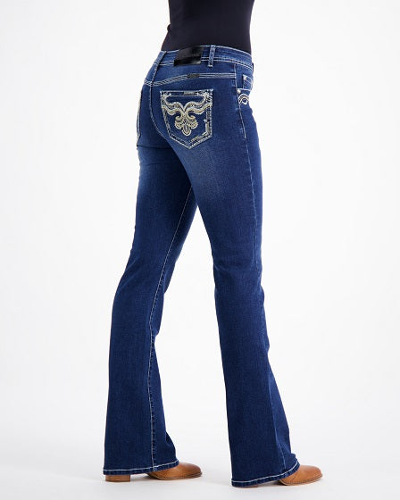 Tammy Western Bling Stretch Bootcut Jeans – Dark Blue Outback Supply Co