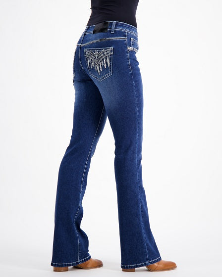 Laura Western Bling Stretch Bootcut Jeans – Dark Blue Outback Supply Co