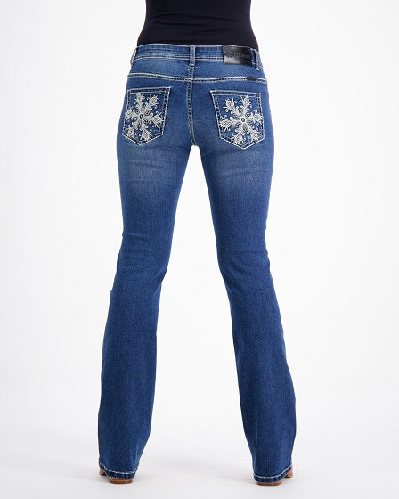 Myra Western Bling Stretch Bootcut Jeans – Mid Blue Outback Supply Co