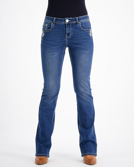 Myra Western Bling Stretch Bootcut Jeans – Mid Blue Outback Supply Co