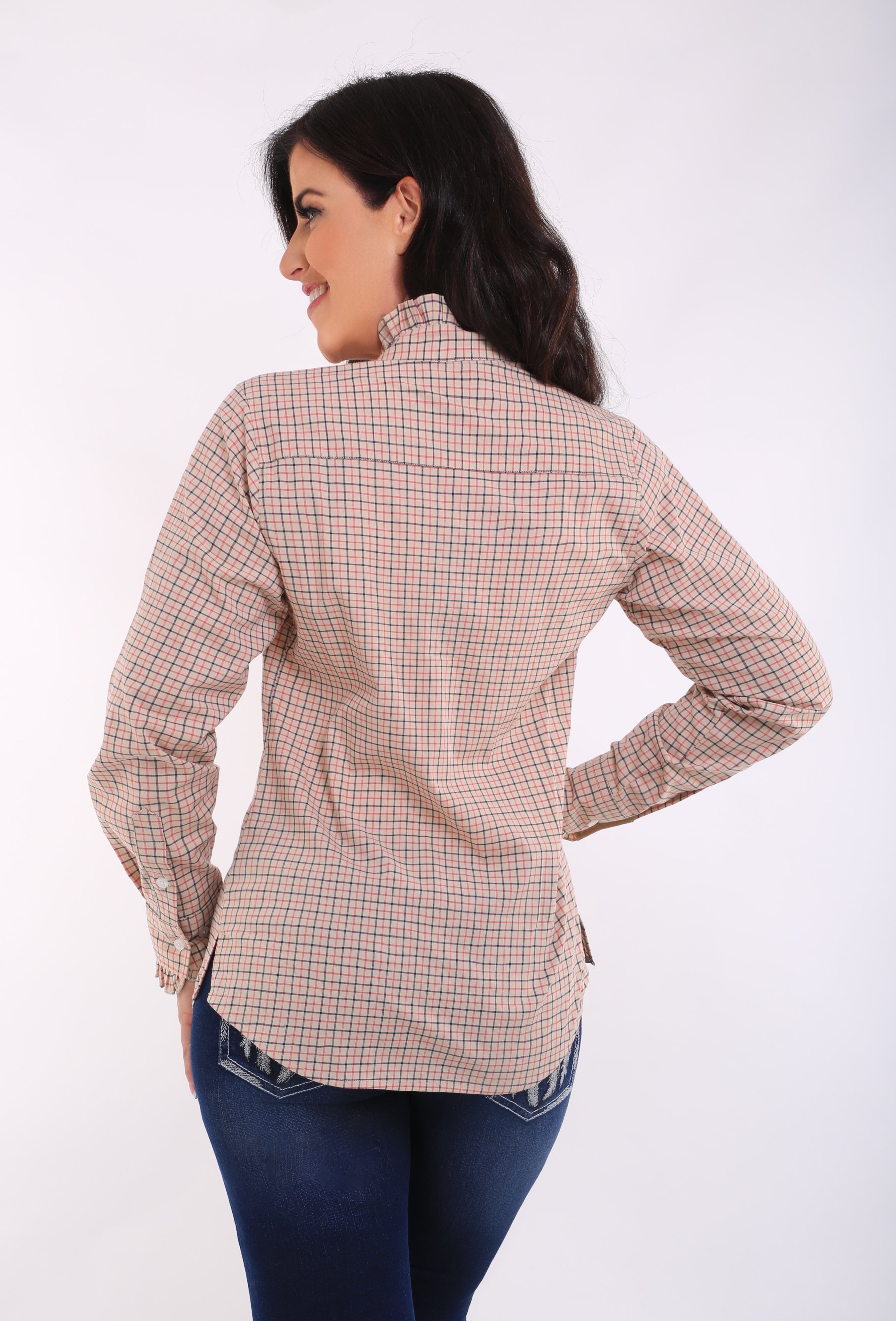 Beige Check Ruffle Shirt Outback Supply Co