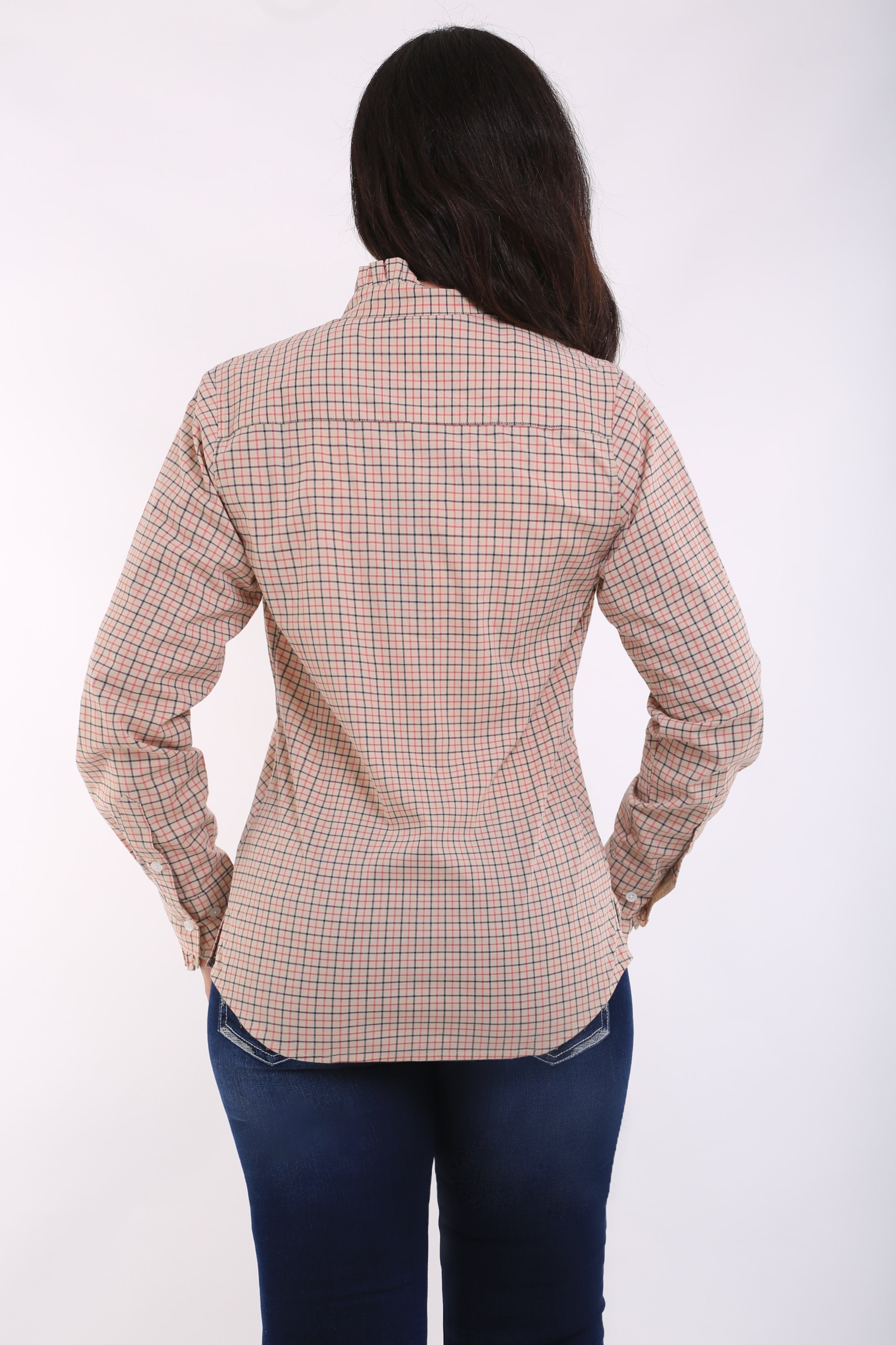 Beige Check Ruffle Shirt Outback Supply Co