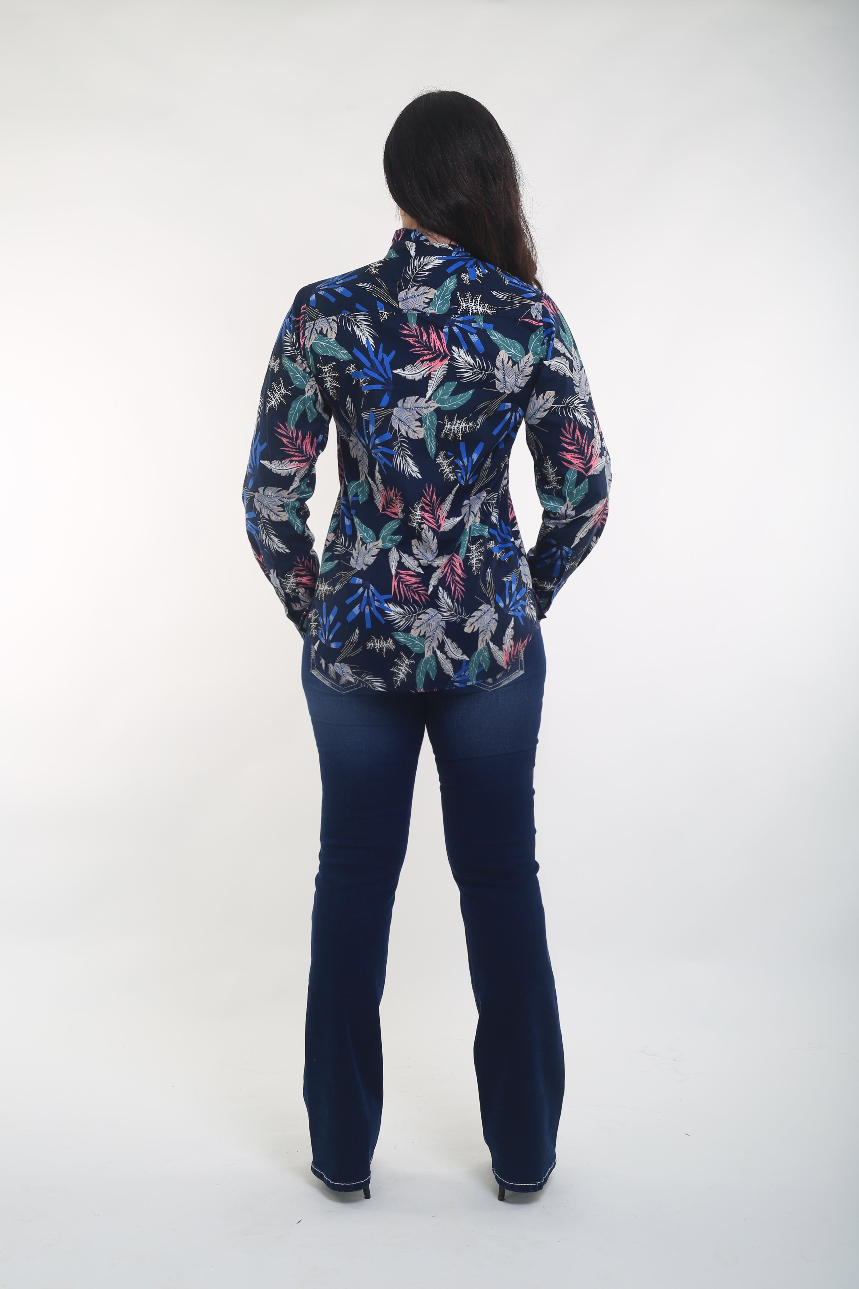 Navy Floral Ruffle Shirt Outback Supply Co