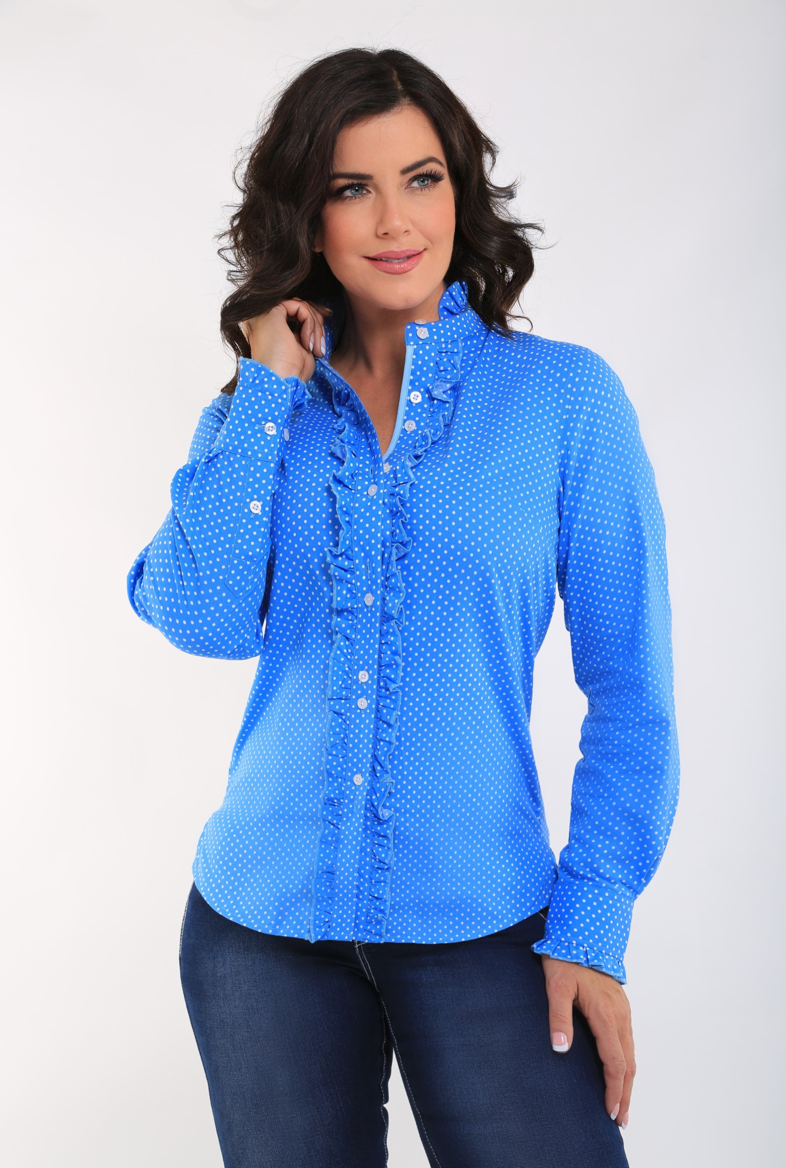 Sky Dots Ruffle Shirt Outback Supply Co