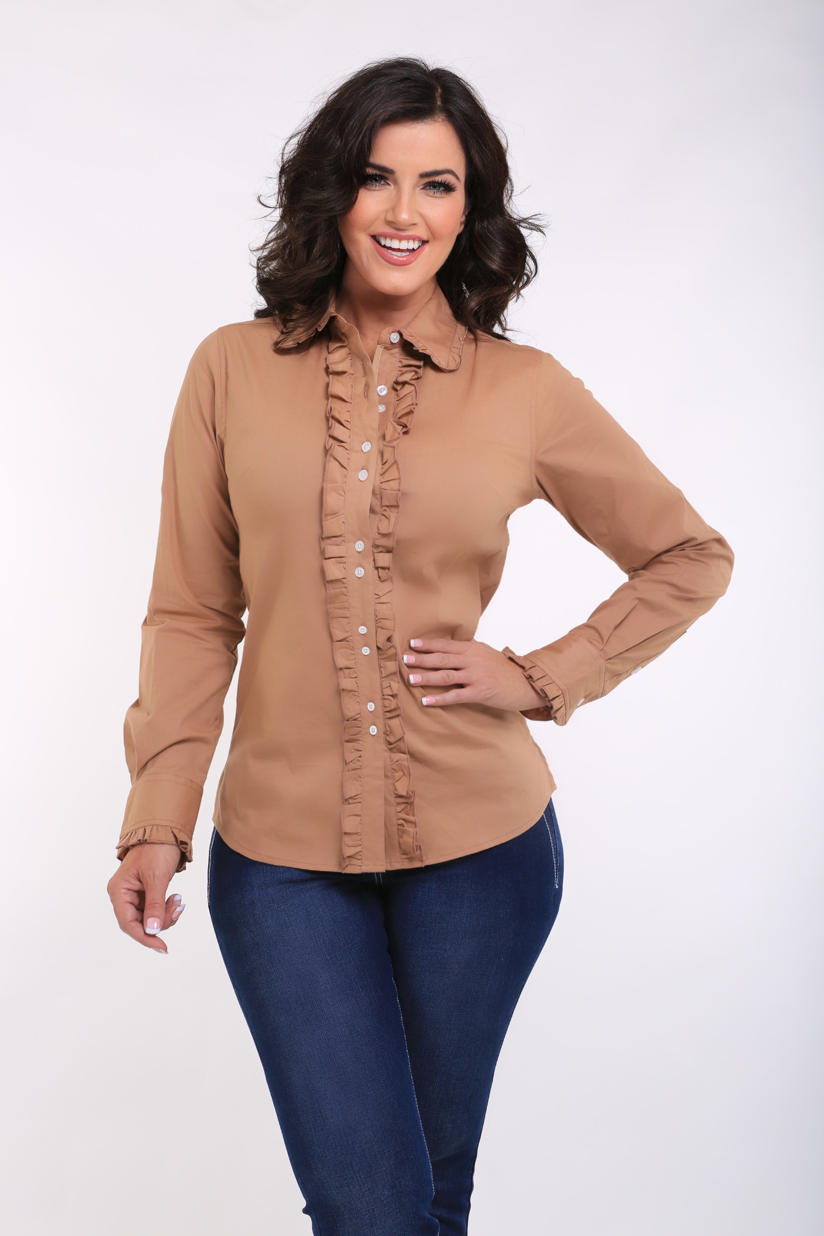 Beige Ruffle Shirt Outback Supply Co