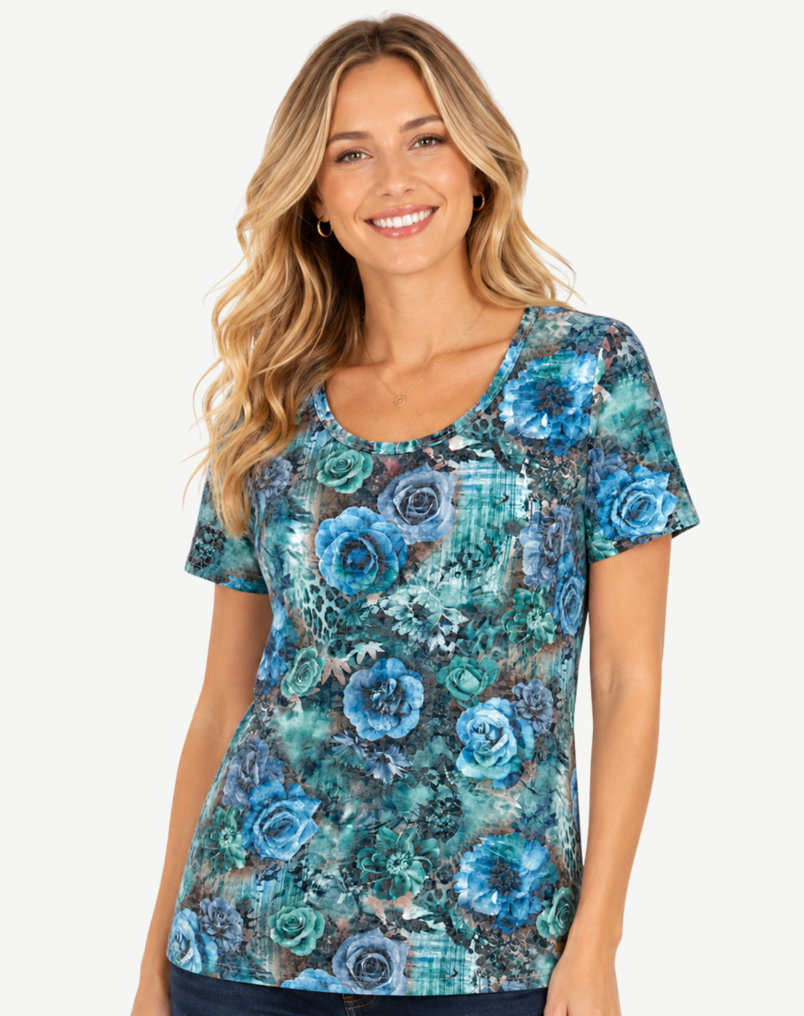 Emmanuel Blue Floral Print Tee Outback Supply Co