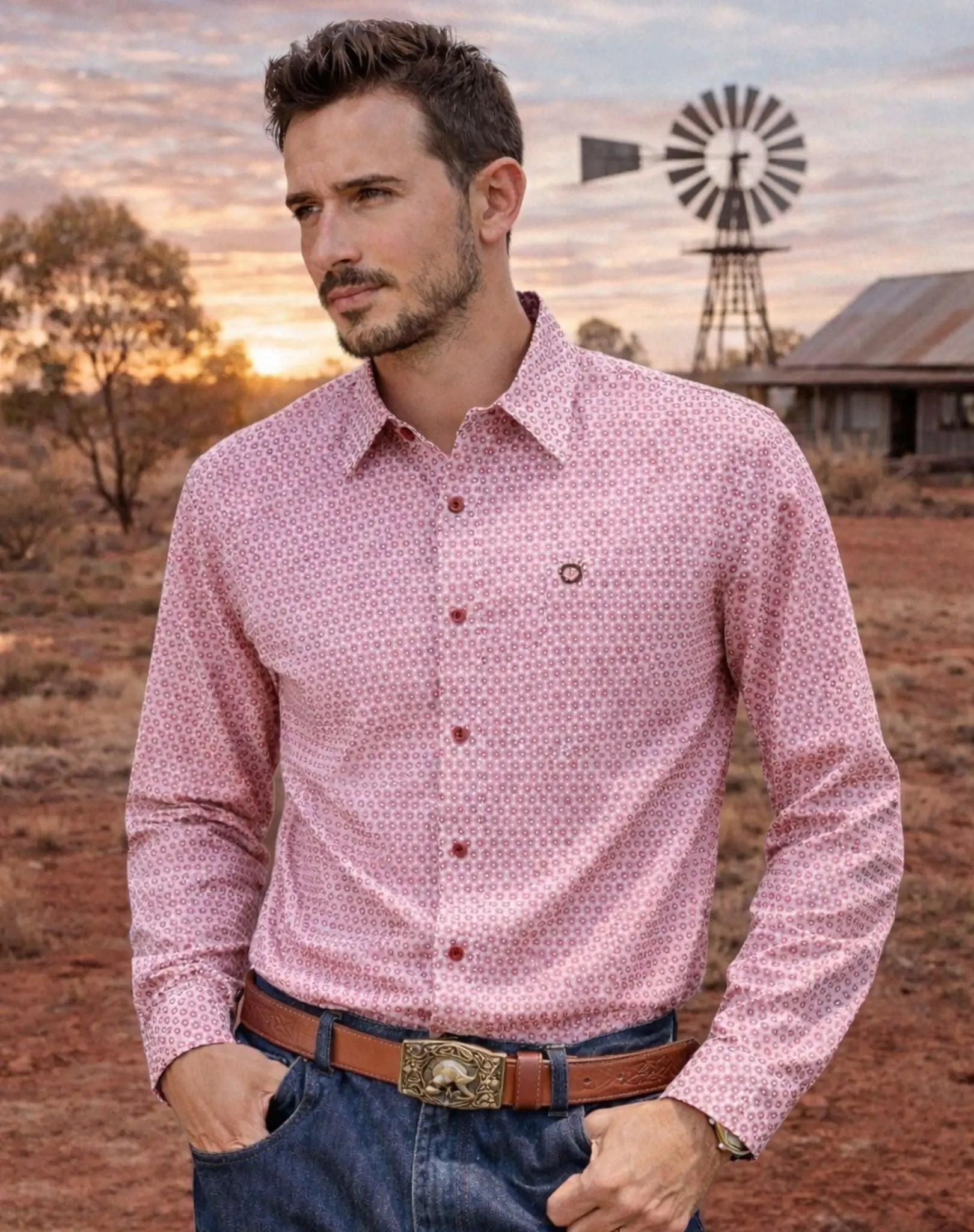 Red Maroon Classic Cotton Shirt Outback Supply Co