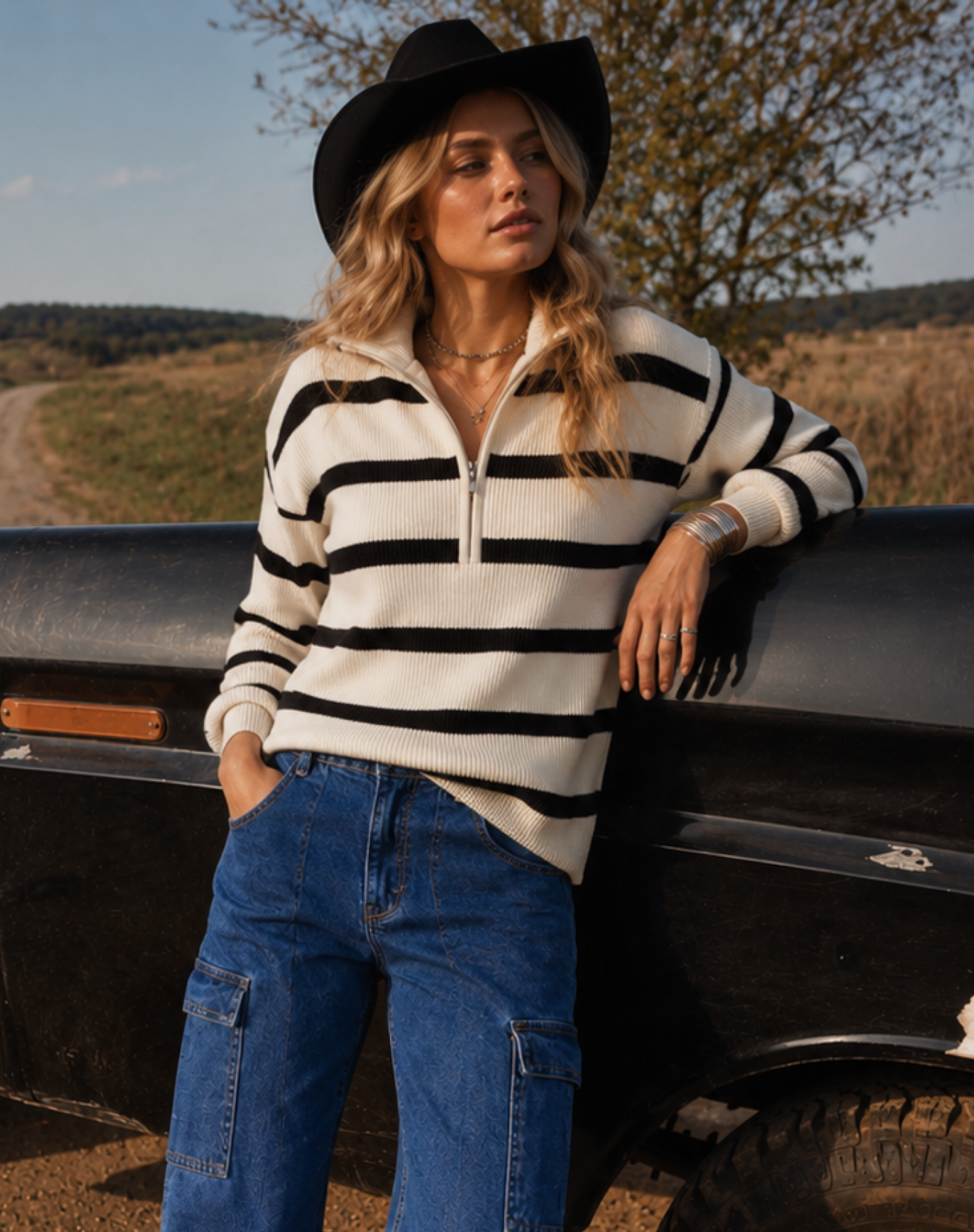 Sierra Stripe Knit - Cream Outback Supply Co