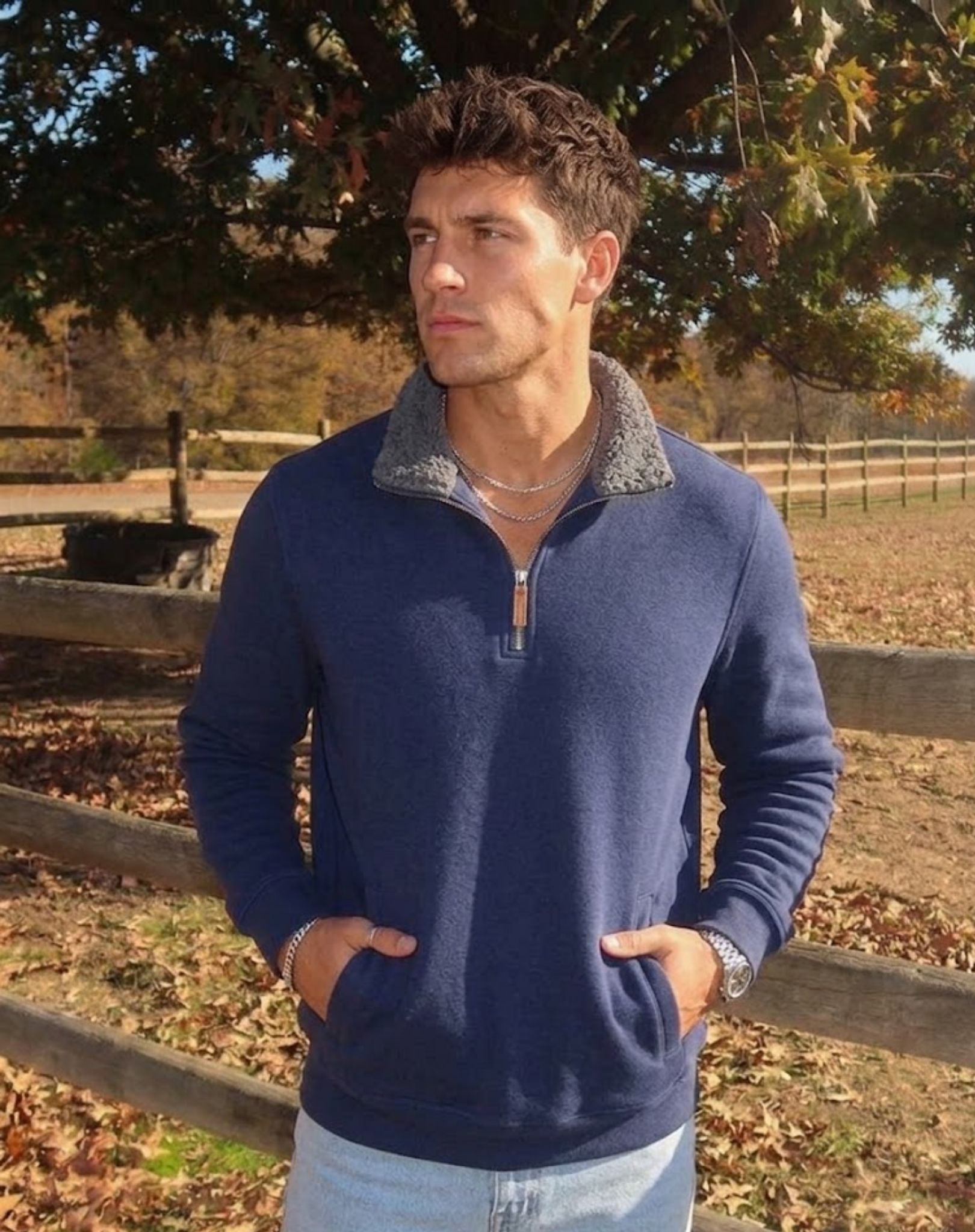 Unisex Navy Half Zip Fleece Lined Jumper Outback Supply Co