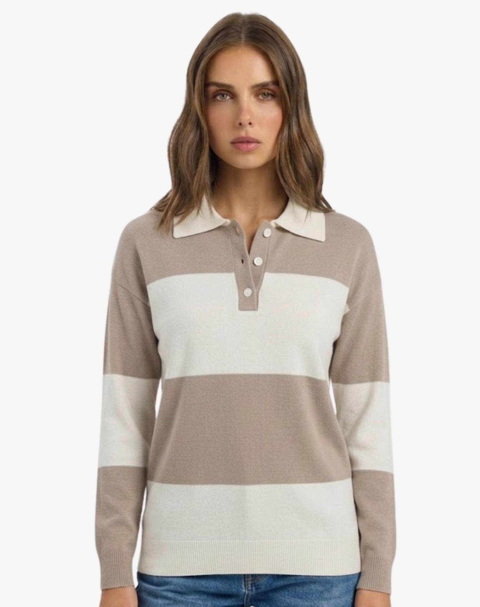 Willow Stripe Polo - Beige Outback Supply Co