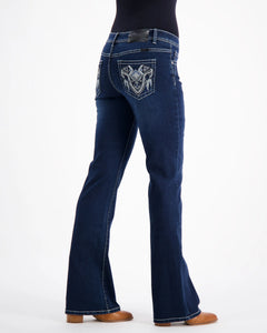Embroidered western style jeans