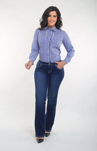 Blue Gingham Ruffle Shirt Outback Supply Co
