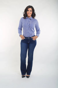 Blue Gingham Ruffle Shirt Outback Supply Co