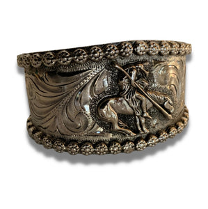 Horse Motif Silver Cuff Bracelet - A3 Outback Supply Co
