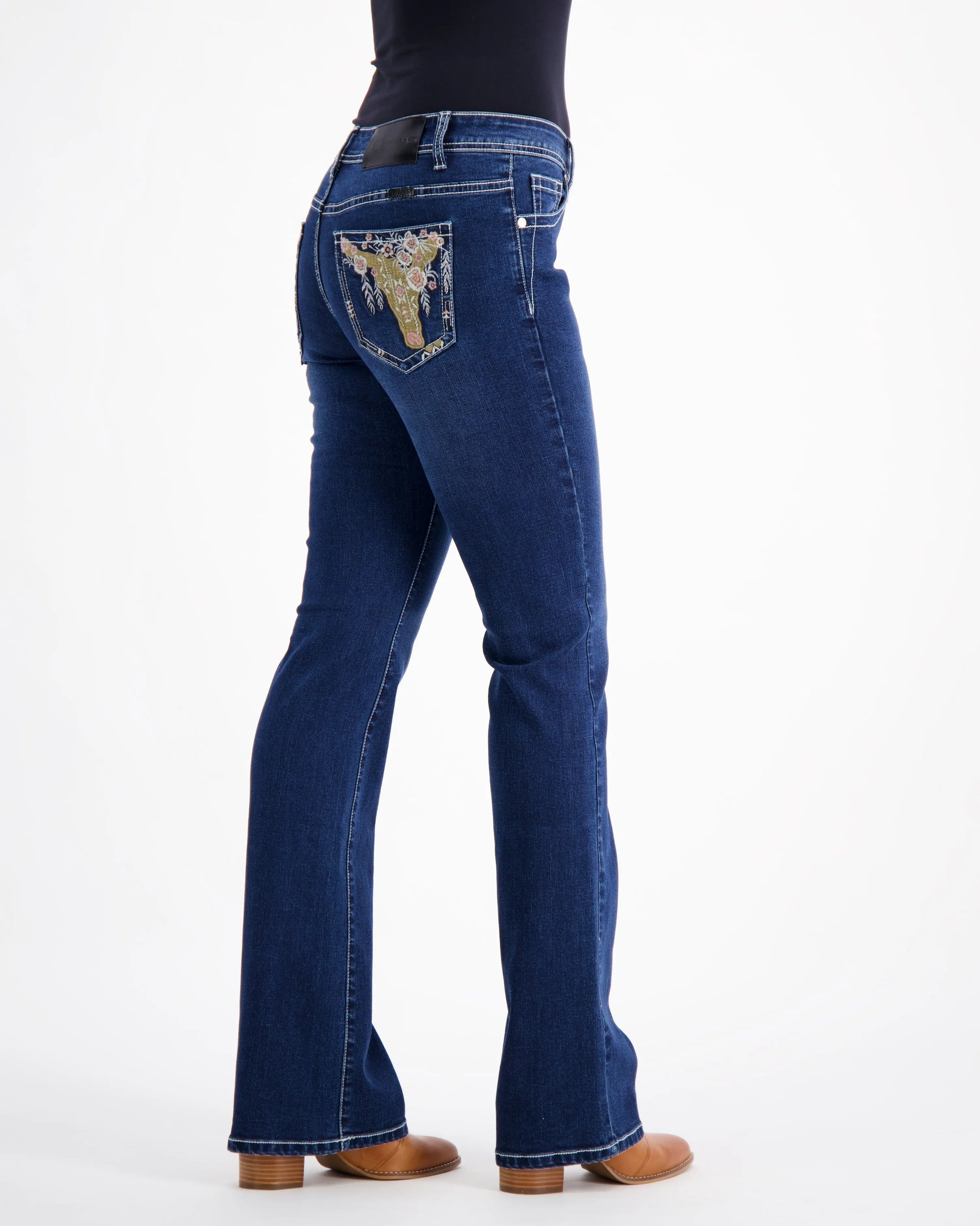 Stretch Denim jeans with embroidered pockets