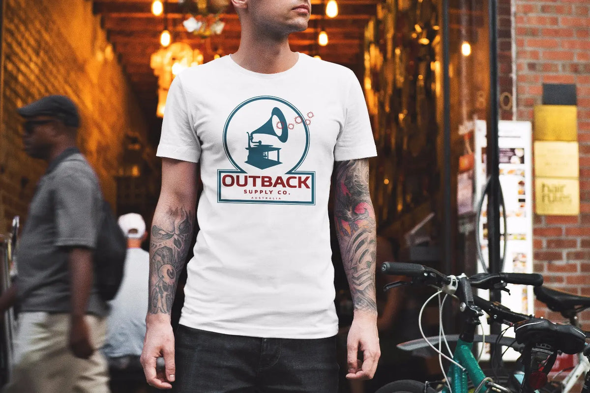 Gramophone T-Shirt - White Outback Supply Co