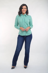 Green Gingham Ruffle Shirt Outback Supply Co