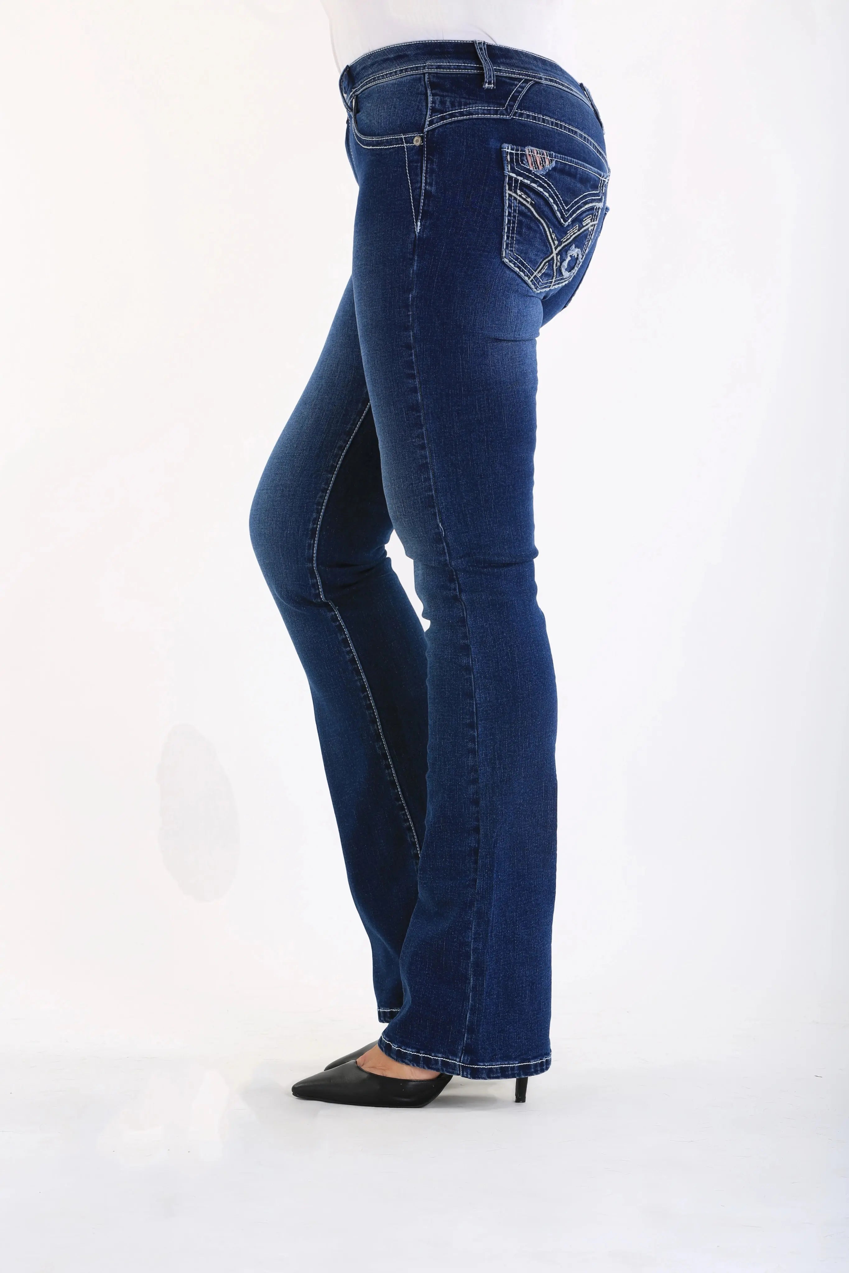 Boot cut mid rise Western denim jeans